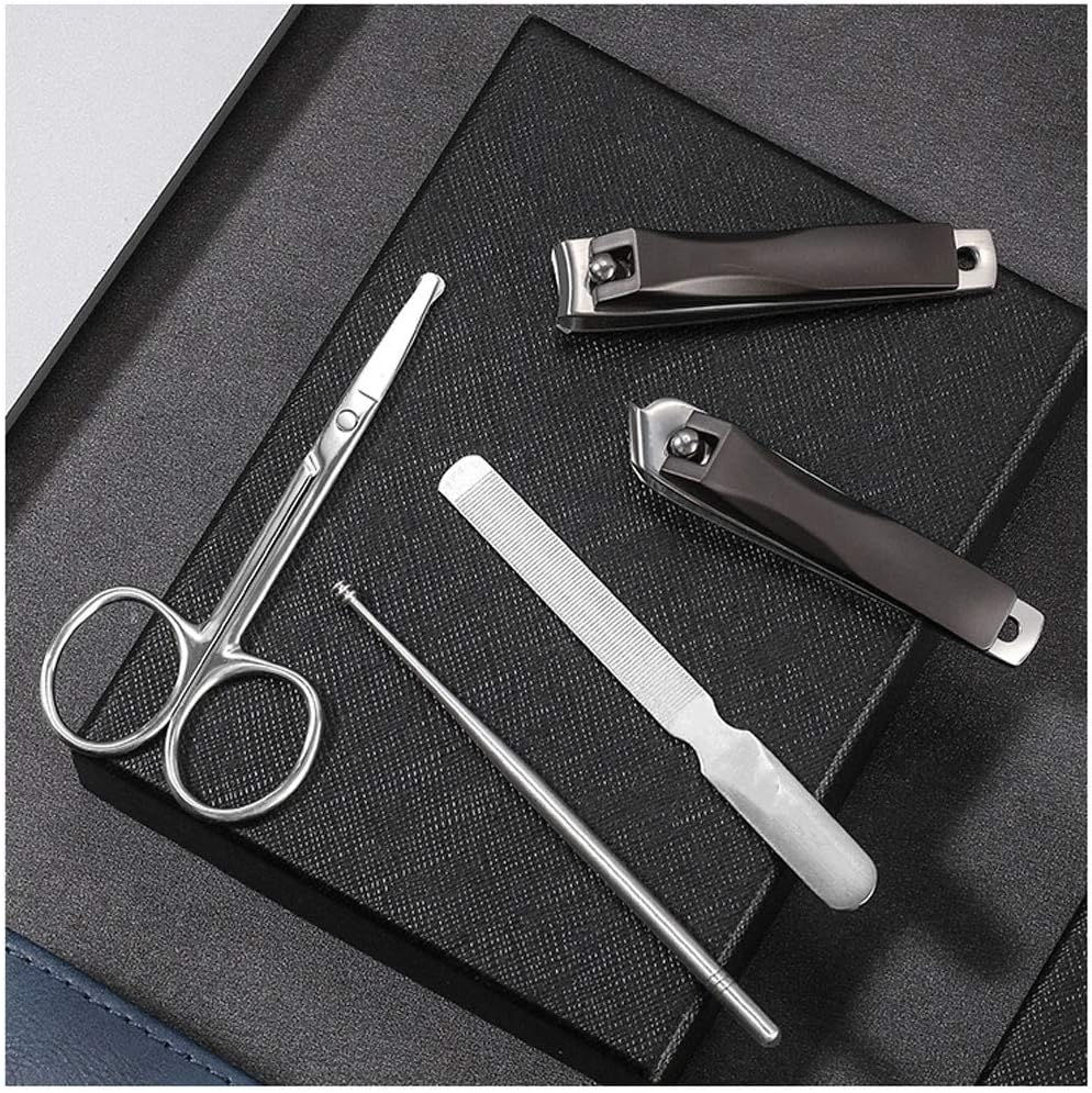 Manicure Set,Nail Clippers Kit,Pedicure Care Tool,Blue Nail Clippers 5-Piece Set Stainless Steel Nail Clippers, Nail File, Ear Pick, Portable Travel Manicure Tool Manicure Set image number 4