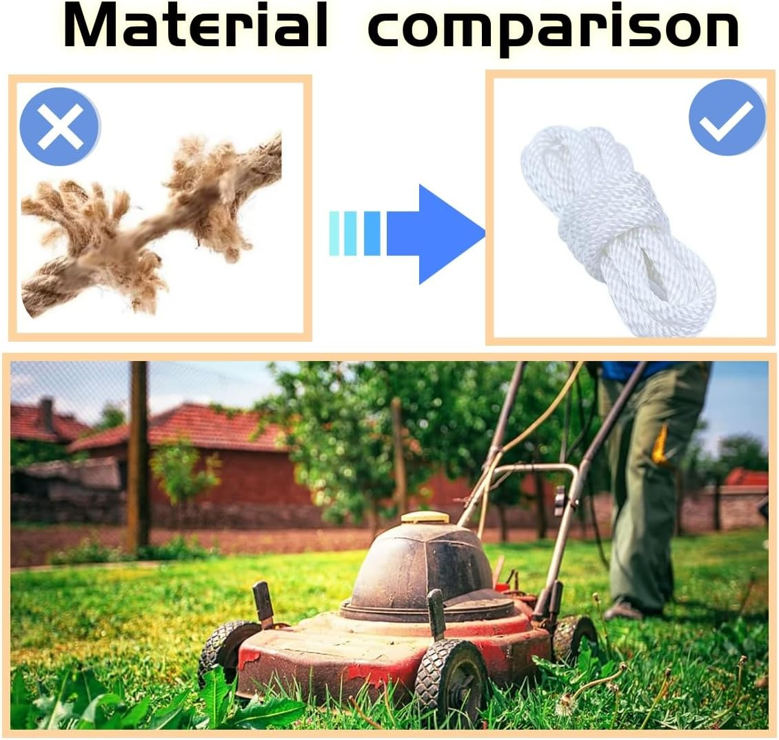 4Pcs Starter Rope Lawnmower,T-Handle,Recoil Starter Rope,Chainsaw, Trimmer Edge, Easy to Install,Durable Nylon Rope，Rope Pull Cord Trimmer for Lawnmowers image number 6