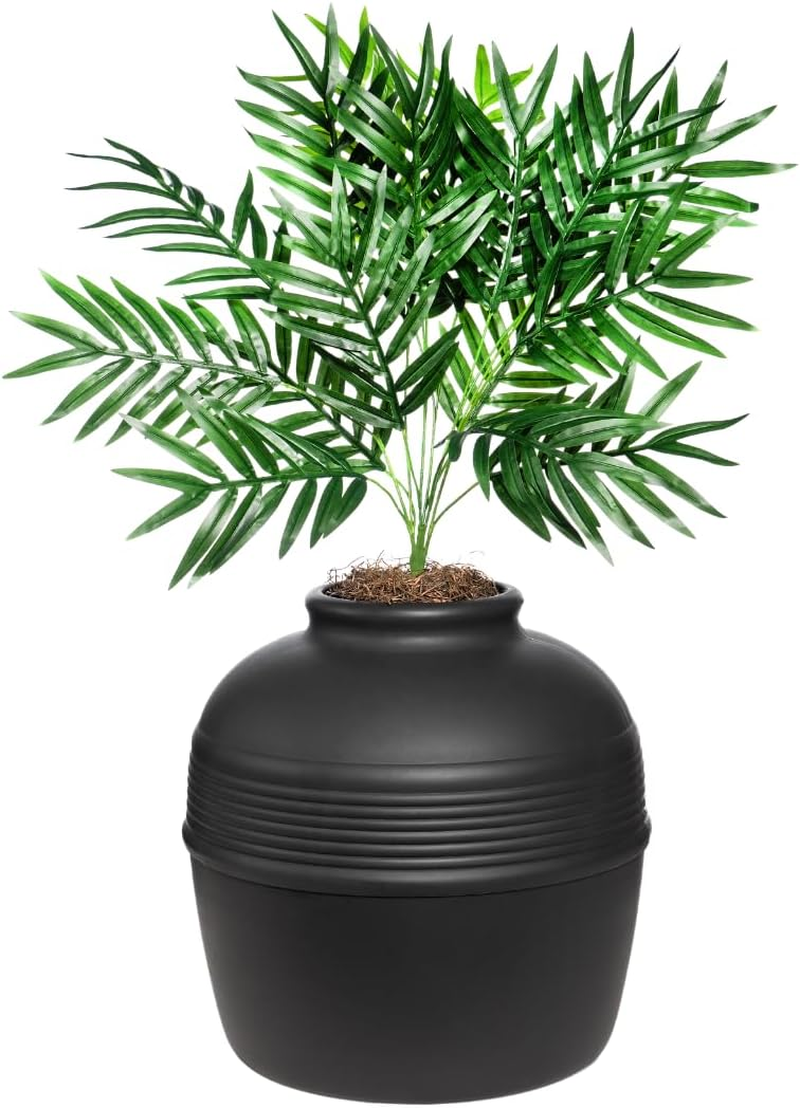 Good Pet Stuff Hidden Cat Litter Box Enclosure with Artificial Plant, Decorative round Planter, Vented Carbon Charcoal Filter for Odor Control, Easy-To-Clean, Made in USA, Base Kit, Black image number 4