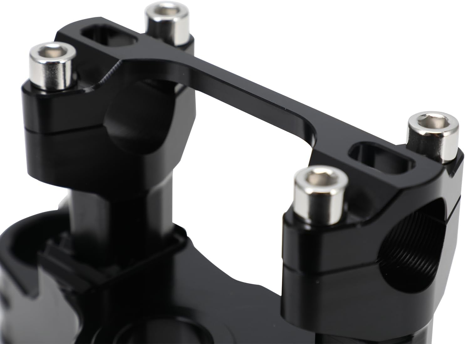 USTPO Motorcycle Top Triple Clamp 7/8" 22MM Upper Triple Tree Bar Mount with Risers Set CNC for KLX110 KLX 110 110L KLX110L 2002-2023 Black image number 1