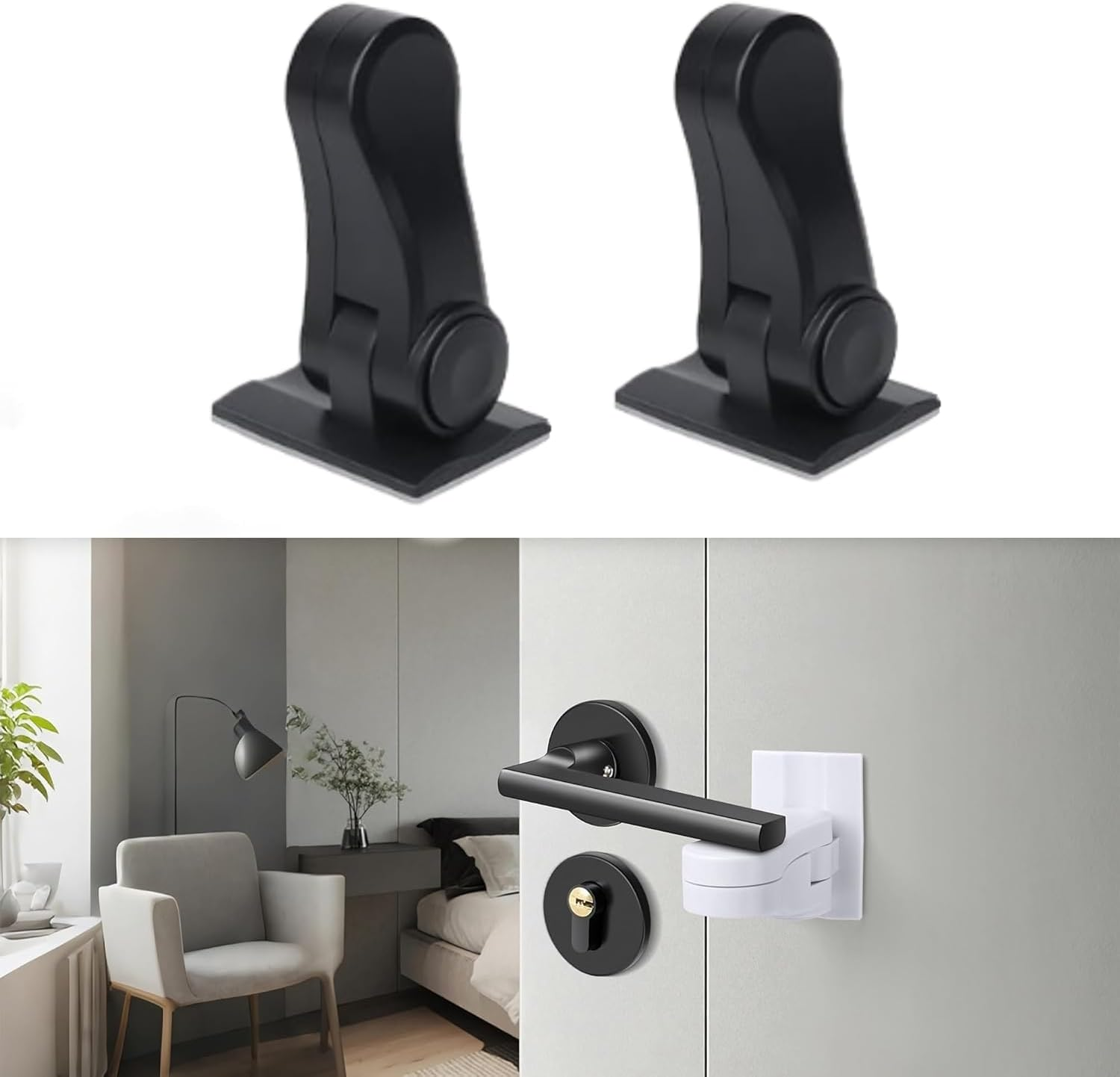 4Pcs Child Proof Door Lever Locks, Childproof Door Handle Safety Locks with Adhesive, Baby Proofing Door Handle Lock, Heavy Duty Door Handle Locks for Baby Safety and Deter Pet Opening the Door,Black image number 5