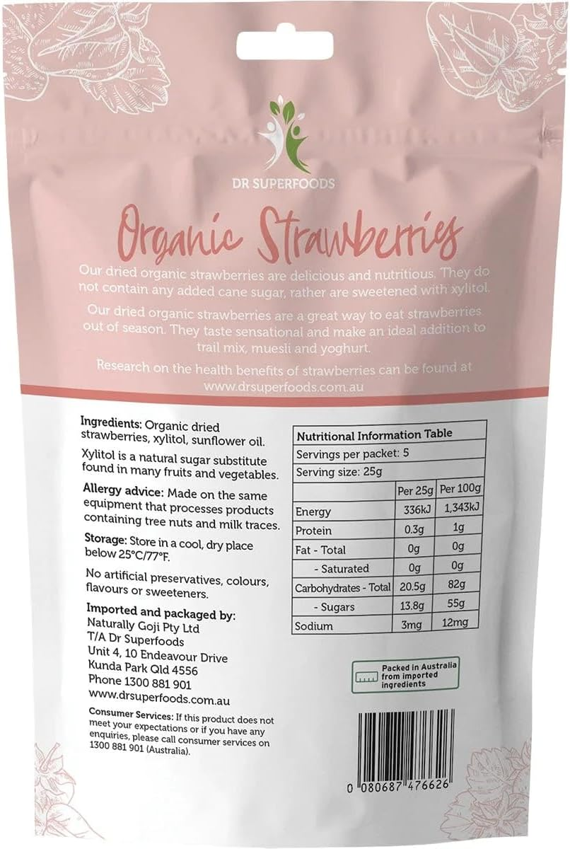 Dr Superfoods Organic Strawberries 125 G image number 1