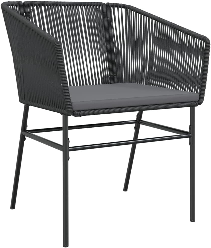 Vidaxl - Garden Dining Armchair Set/Black Poly Rattan Chairs with Cushions - Outdoor Patio Furniture - Weather image number 1