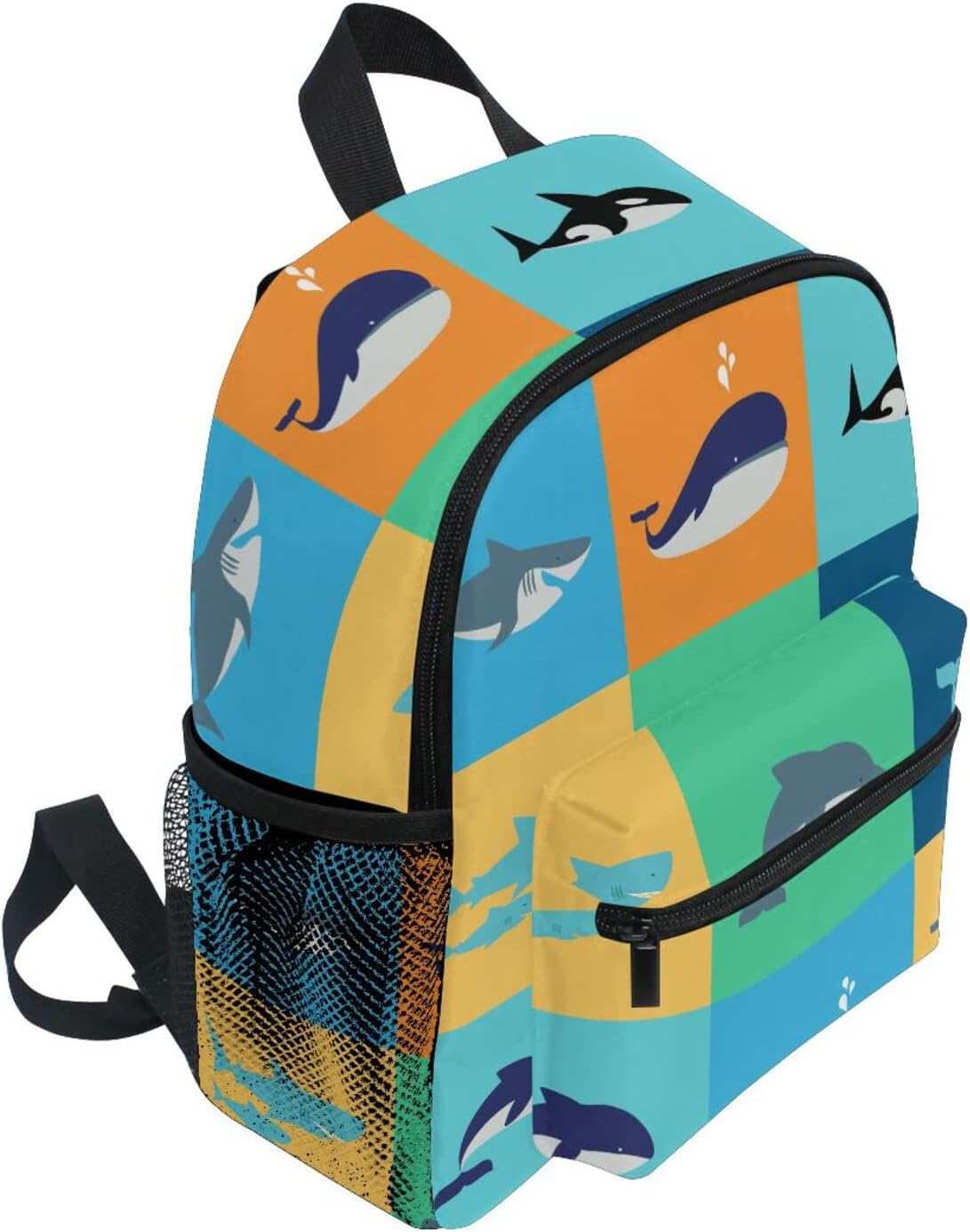 AIXIWAWA Cute Kids Backpack (Whale Dolphin Square) with Whistle Buckle, Mini Backpack for Boys and Girls Ages 3-8 image number 3