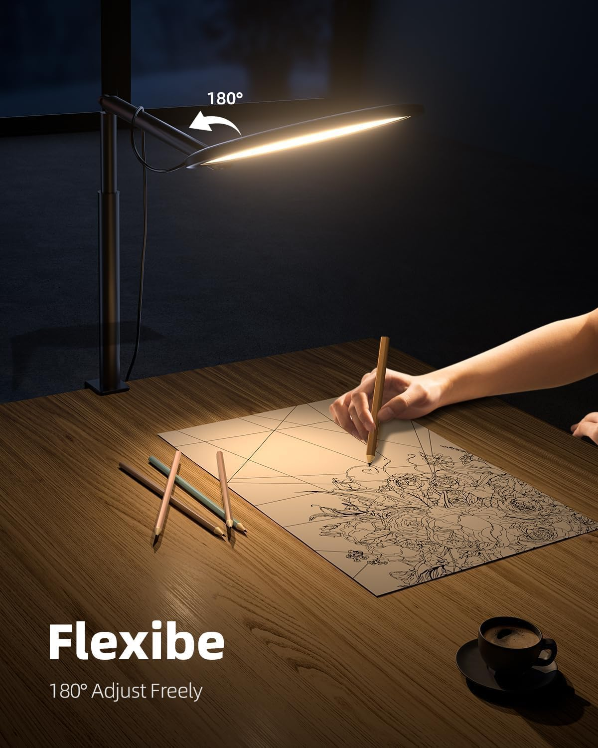 10.2" Desk Ring Light with Stand for Zoom Meetings, Key Light with Stand, 360&deg; Rotate & Flexible Height Video Conference Light, Adjust Arm Desk Lamp Zoom Light for Home Office image number 4