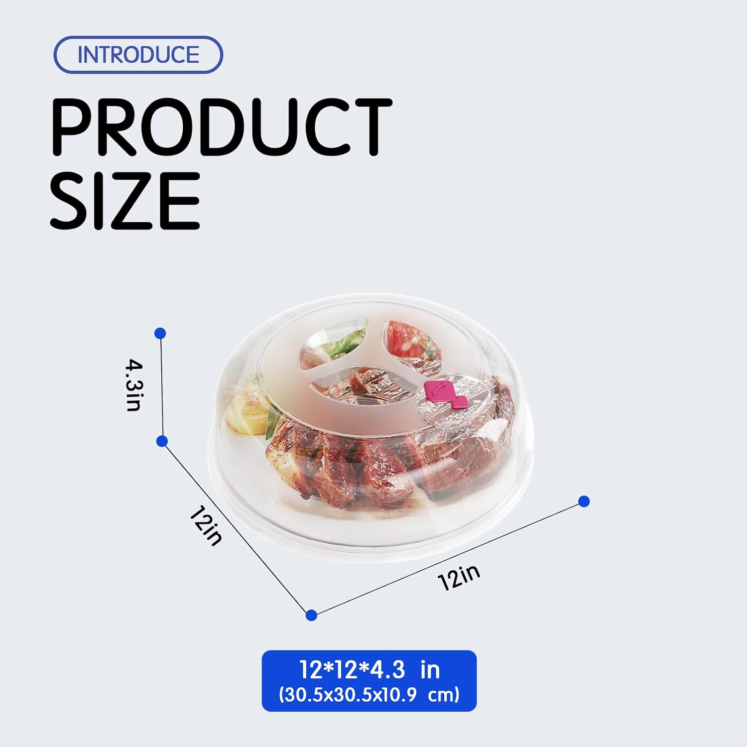 2 Pack Clear Microwave Splatter Cover 30 Cm Large Plate Cover 3 in 1 Food Grade Lids with Silicone Air Vent, BPA Free Food Covers, Kitchen Gadgets and Accessories, Serving Dish Covers image number 5