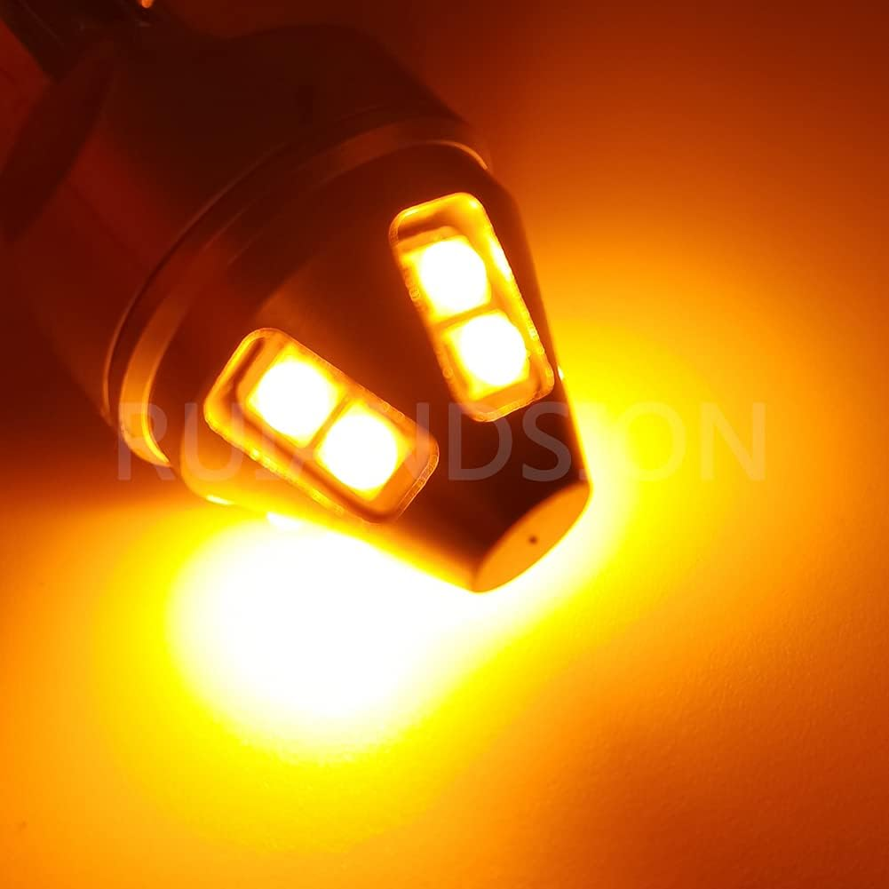 Ruiandsion 2Pcs 7440 7443 LED Bulb Amber T20 Wedge LED Bulbs 12V 3030 10SMD LED Chipsets Replacement for Reverse Turn Signal Lights, Non-Polarity image number 6