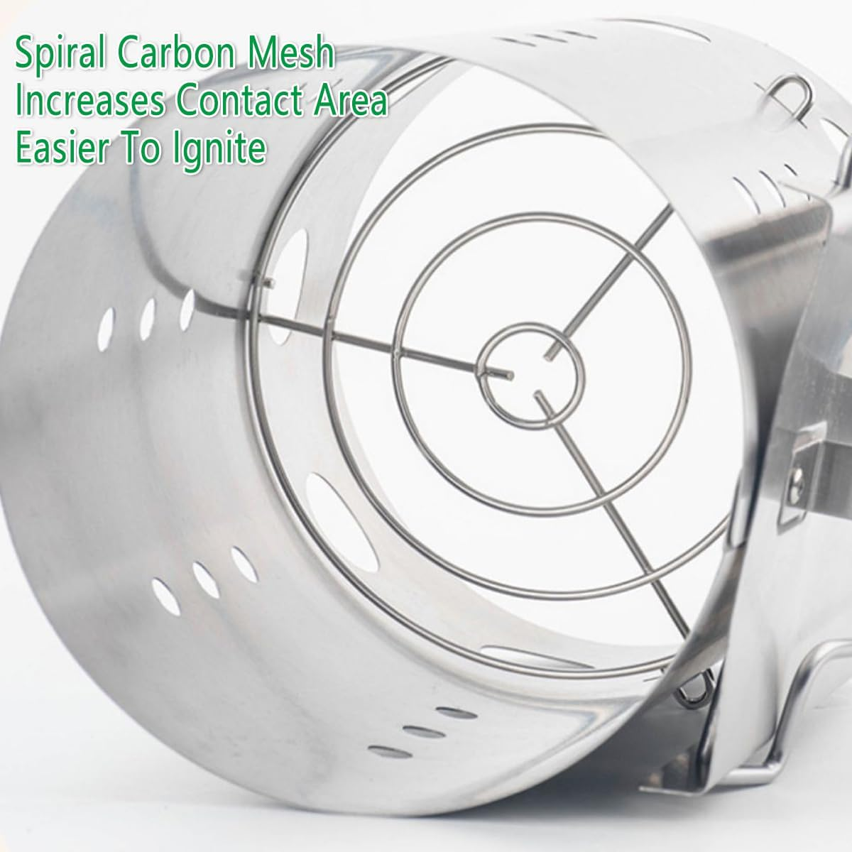 AIMALL Stainless Steel Charcoal Chimney Starter Barrel 7.08In X 10.77In Portable BBQ Fire Starter with Heat-Resistant Handle for Outdoor Grilling Camping Cooking Silver image number 3