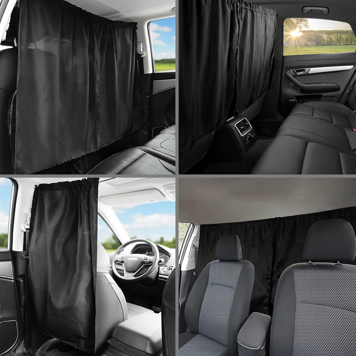 Car Privacy Curtains, Universal Car Window Shades Light Blocking Sunshades, Auto Blackout Curtains Baby Shades Wide Sedan SUV Sunshade Screen Covers for Travel Camping Nap Sleeping image number 2
