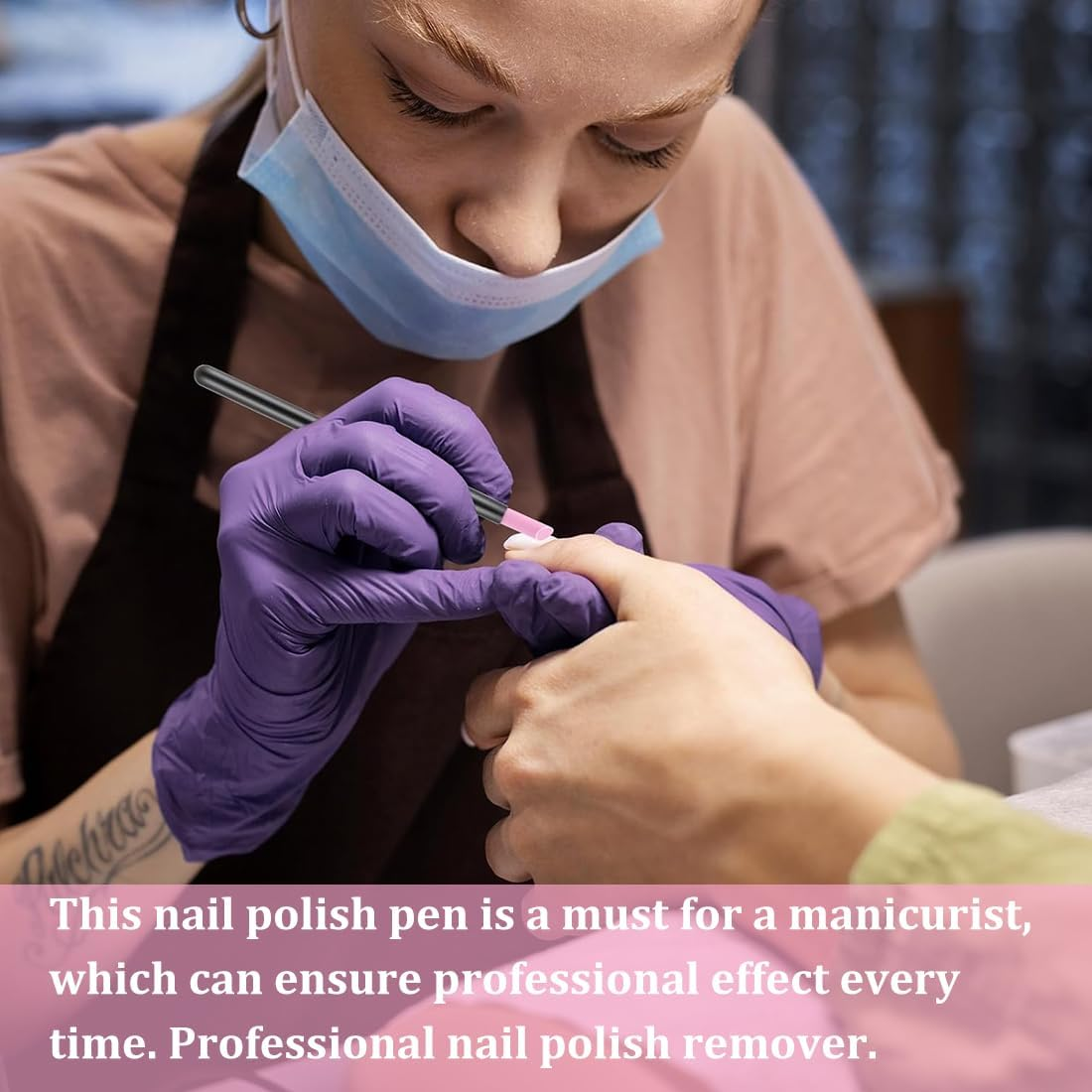 MOLZINY Pack of 10 Manicure Grinding Pens, Cuticle Remover, Double Headed Nail Files, Cuticle Pusher Pens, Quartz Pen, Stone Nail File Pen, Cuticle File Trimmer for Nail Bed Cleaning Care