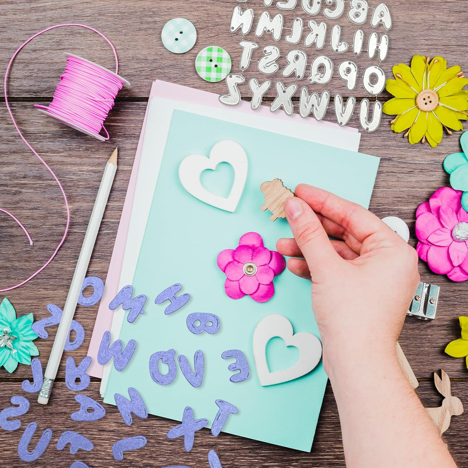 NILLOS Alphabet Cutting Dies, 26 PCS DIY Etched Craft Dies for Scrapbooking, Card Making (About 1.5 X 2 Cm/0.59 X 0.78 In) image number 3