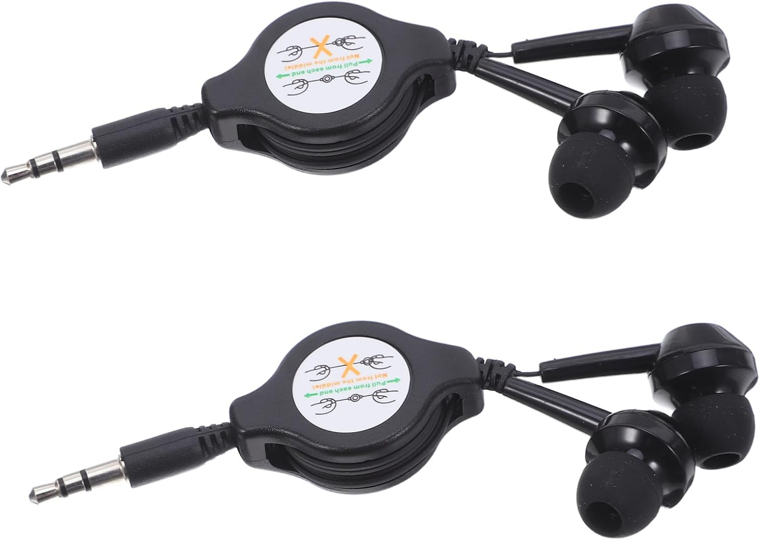 SHINEOFI 2Pcs Double-Pull Retractable Earphones Wired In-Ear Earbuds for Students Portable Dc 5V for Running and Sport Activities image number 5