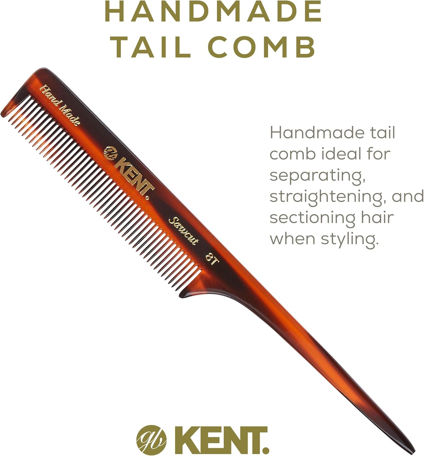 Kent Brushes Handmade Comb a 8T Tail Comb for Women image number 4