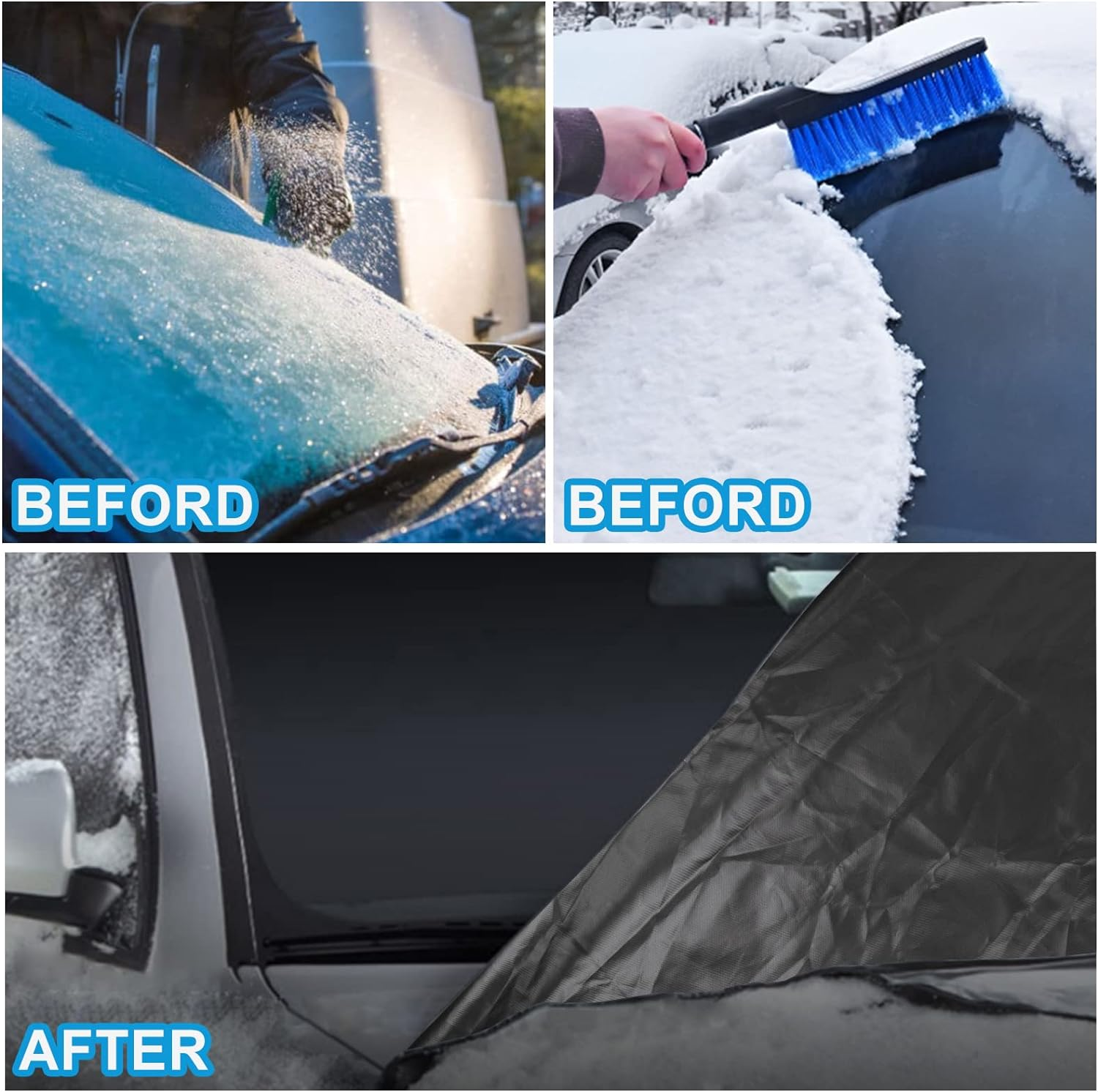 CICMOD Windscreen Cover for T5, 600D Oxford Fabric, anti Frost, Ice Dust Window Front Cover, Sun Protection for V-W Motorhome Vans image number 6