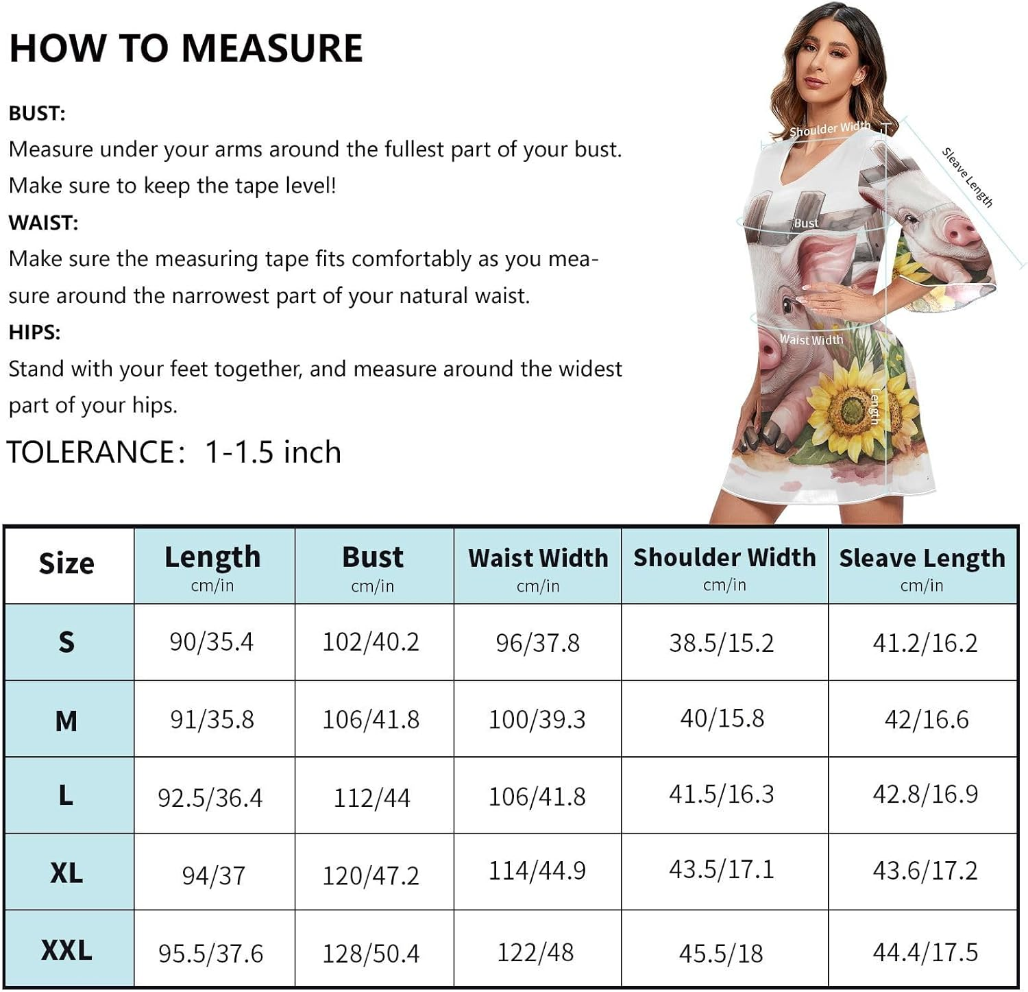 Cute Pig Floral Short Dress Printed Line Maternity Dress S-XXL image number 5