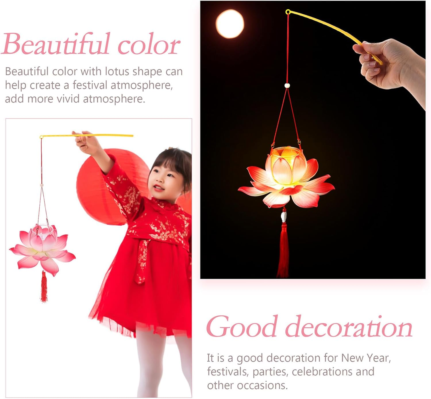 PLAFOPE Lotus Handheld Festival Lantern DIY Craft Kit for Red Small Lantern Making Materials Set Party and Supplies image number 6