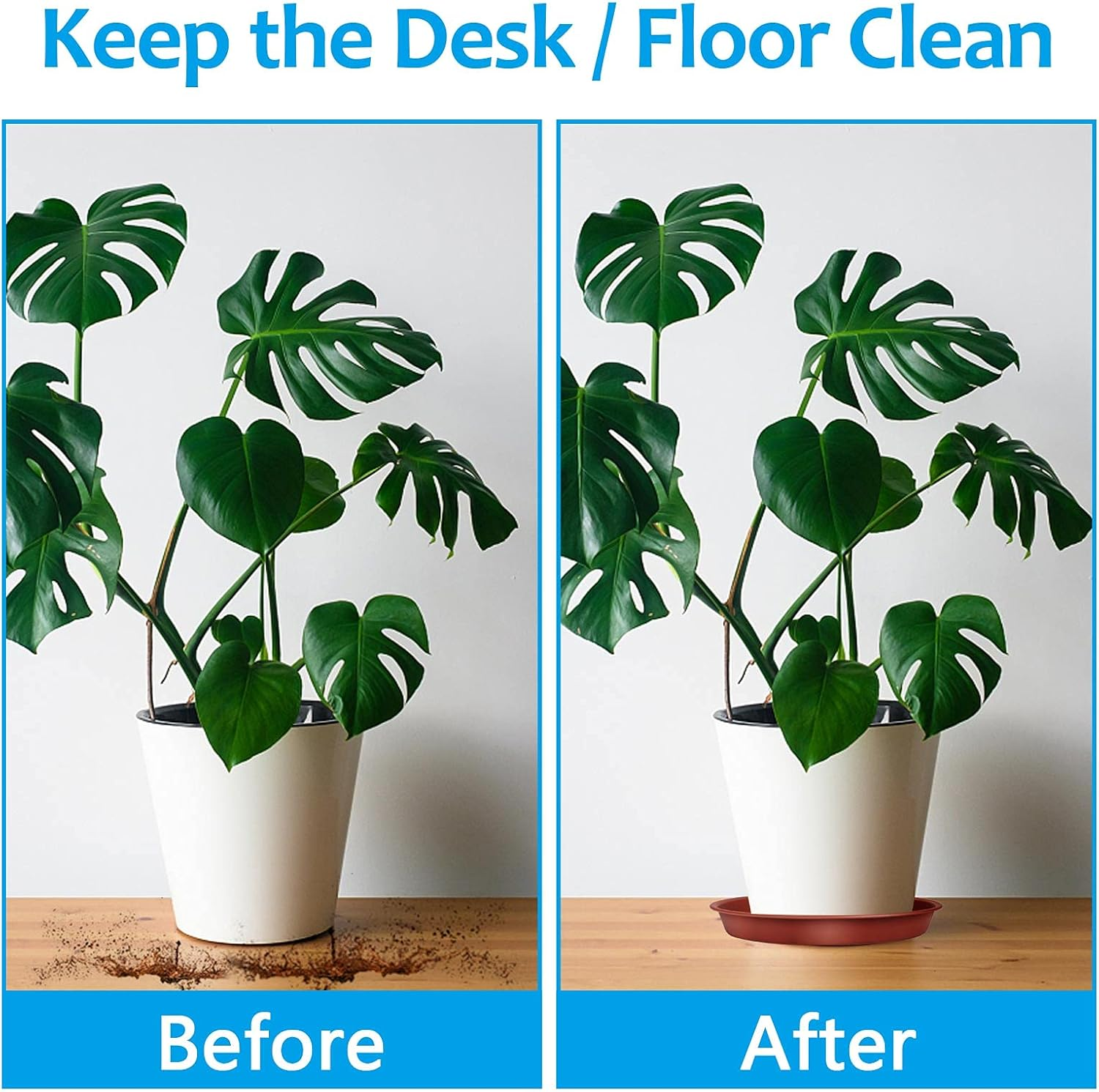 Tstarjungle 6 Pack Plant Saucers, Flower Pot Drip Trays for Indoor/Outdoor Plants Garden Saucers Plant Pot Saucer Trays, Surface Protection for Household Plants - 16Cm