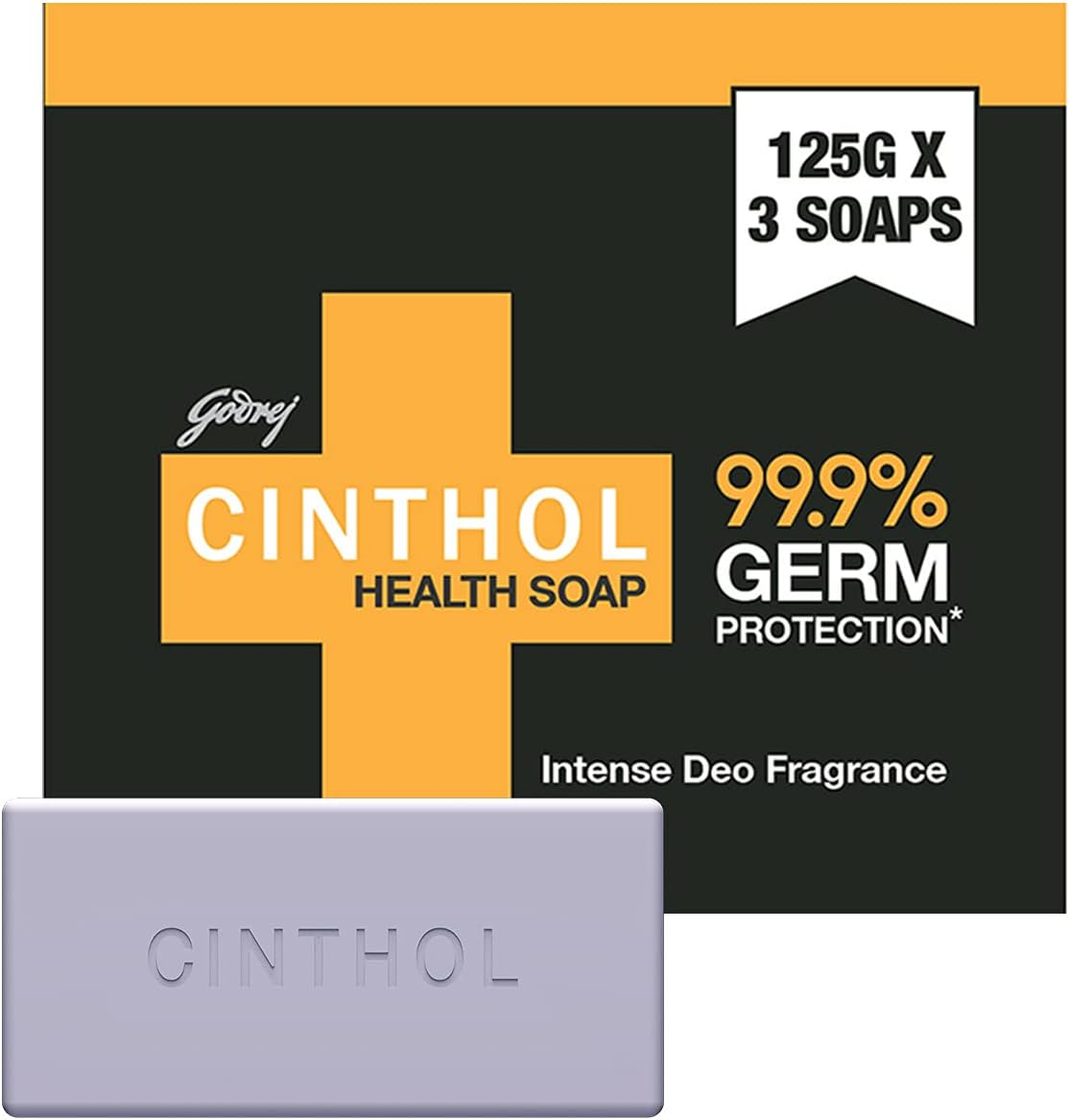 Cinthol Confidence+ Bath Soap, Germ Protection & Insta Deo, 125G (Pack of 3, 75G Free) image number 3