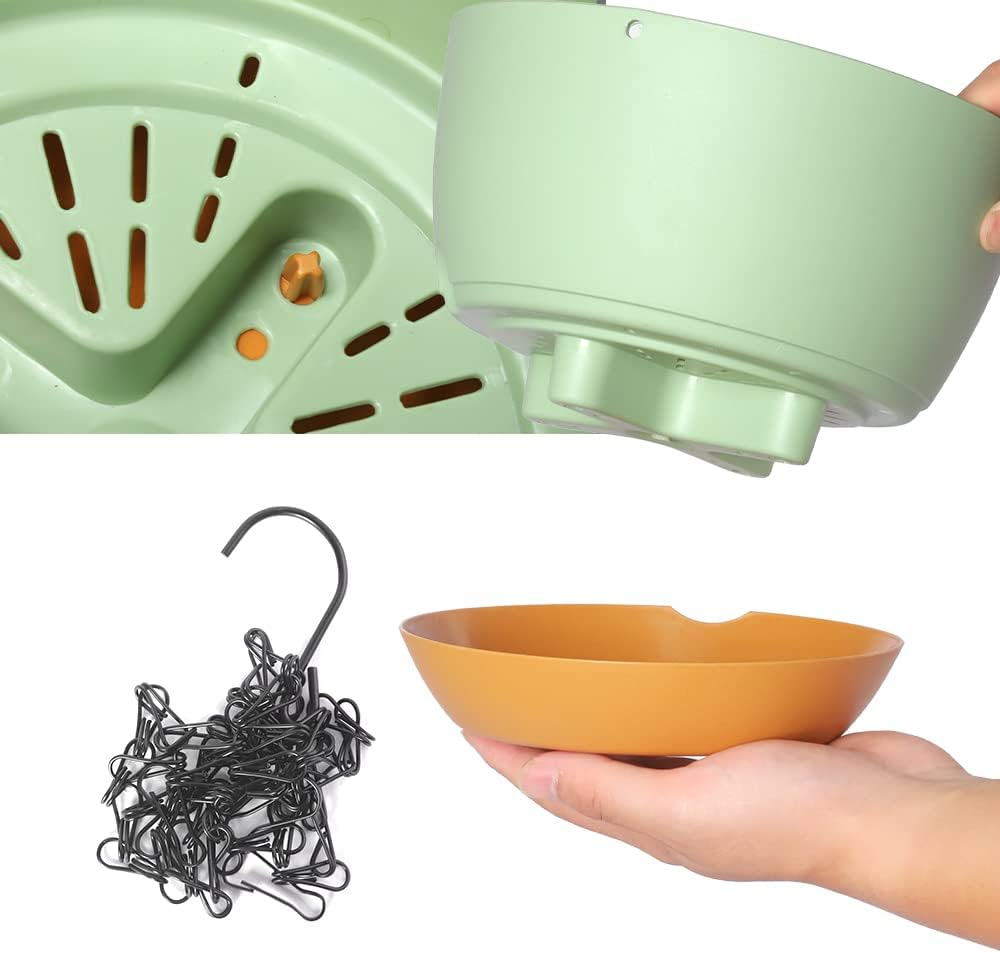 2 Pack Plastic Hanging Planters Set,8.3 Inch Hanging Flower Plant Pot with Drainage Hole for Indoor Outdoor Plants, round Hanging Basket with Removable Tray for Home Garden Porch Balcony Patio Decor