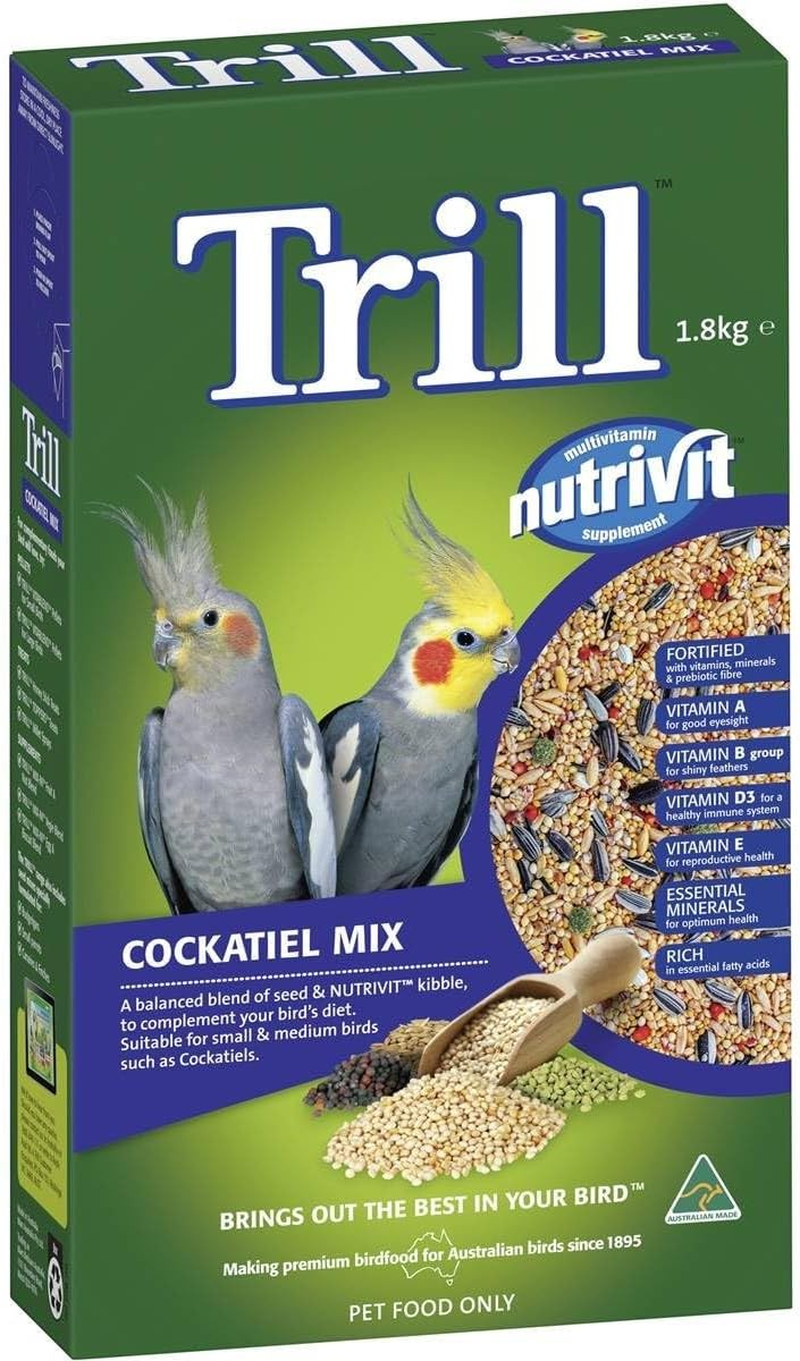 Trill Cockatiel Mix 1.8 Kg &ndash; Bird Seed Mix with Nutrivit Multivitamin Supplement, for Small & Medium Parrots &ndash; Bird Food with Nutritious Millet, Sunflower Seeds, Grains and Oats& More image number 6