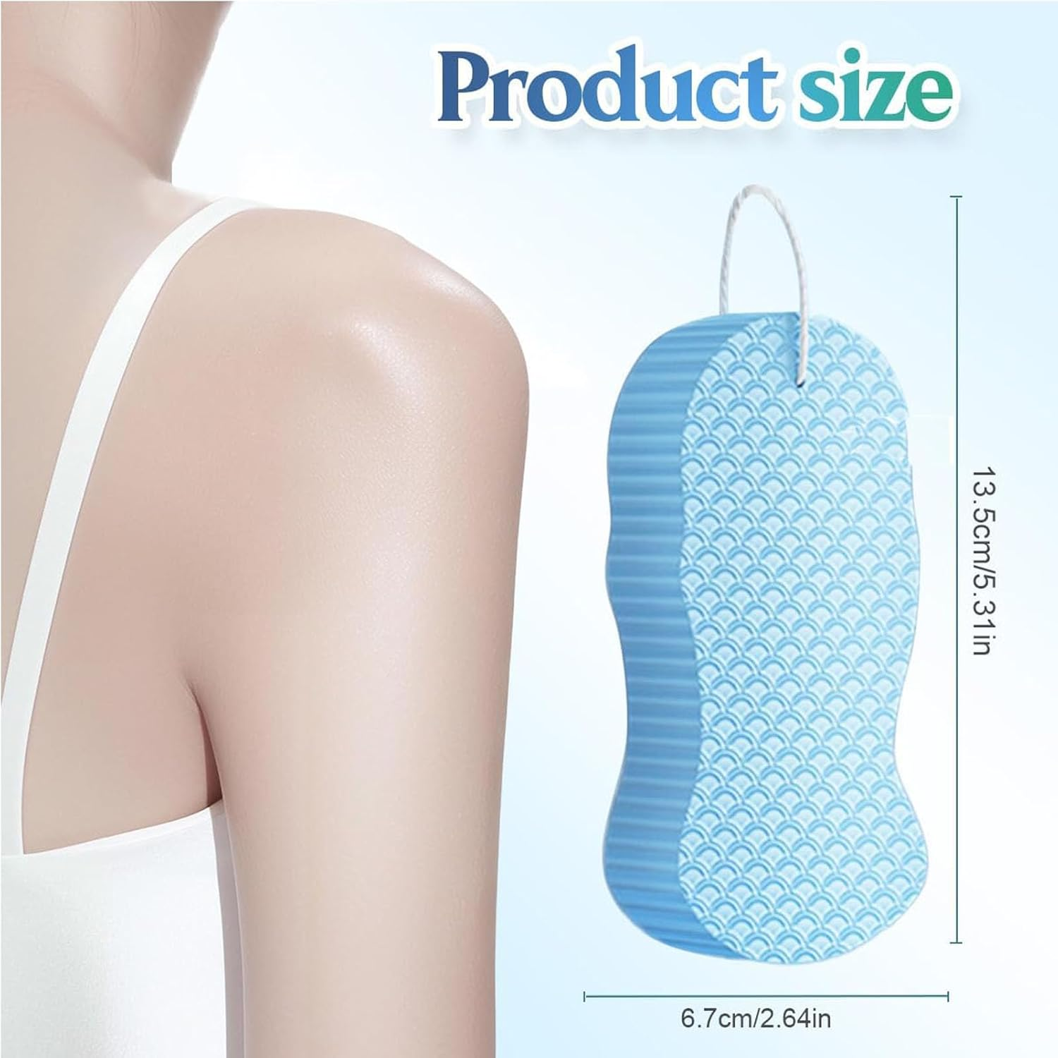 Magic Exfoliating Bath Sponge，Upgraded 3D Super Soft Exfoliating Bath Sponge Magic Exfoliatings Body Scrubbe，Sensitive Skin & Shower Use，Adults & Kids (Blue,3) image number 6