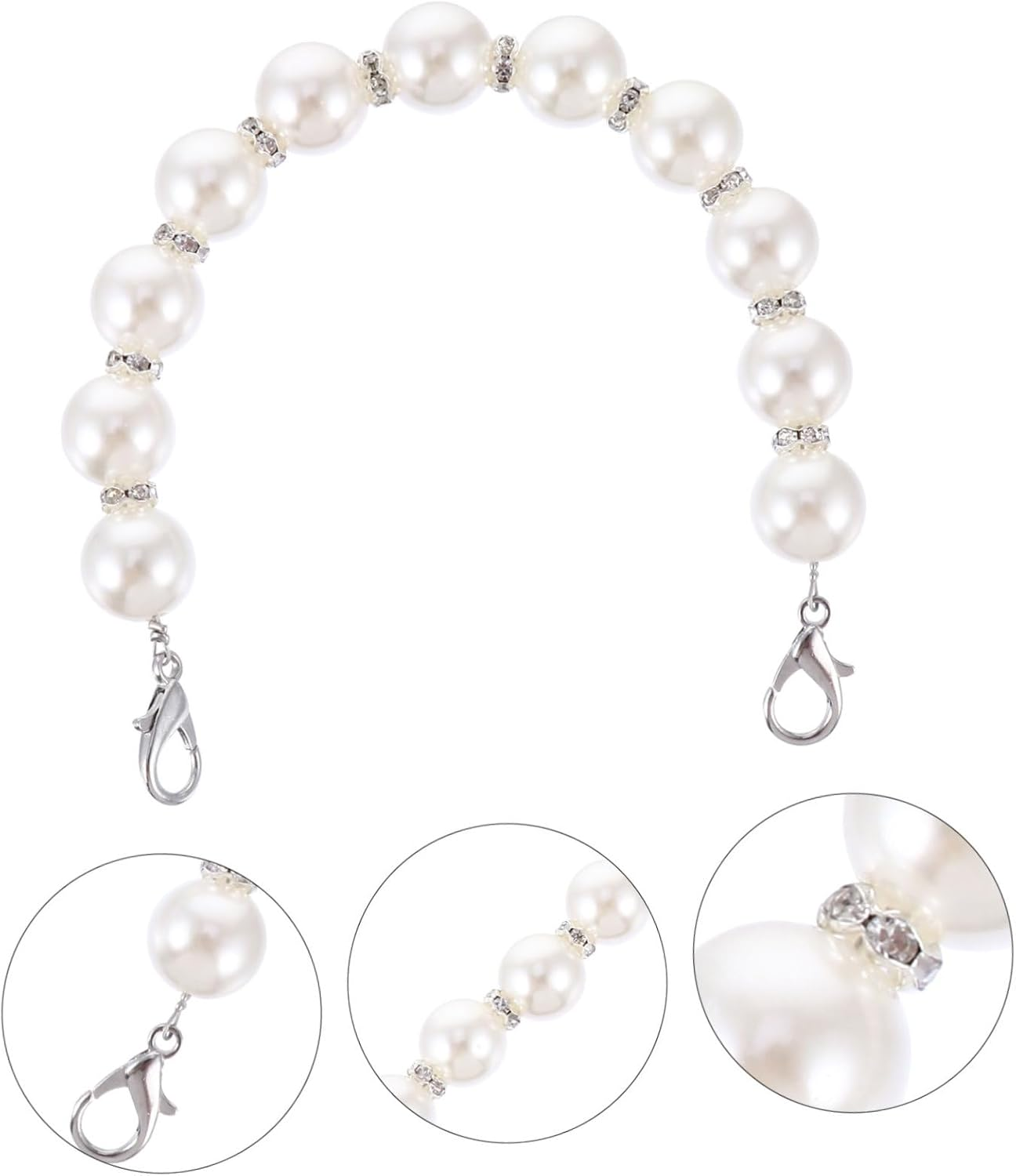 LALAFINA 2Pcs Pearl Bag Chain Replacement Pearl Handbag Chains for Purse Strap Travel Handbag Luggage Strap Use image number 5