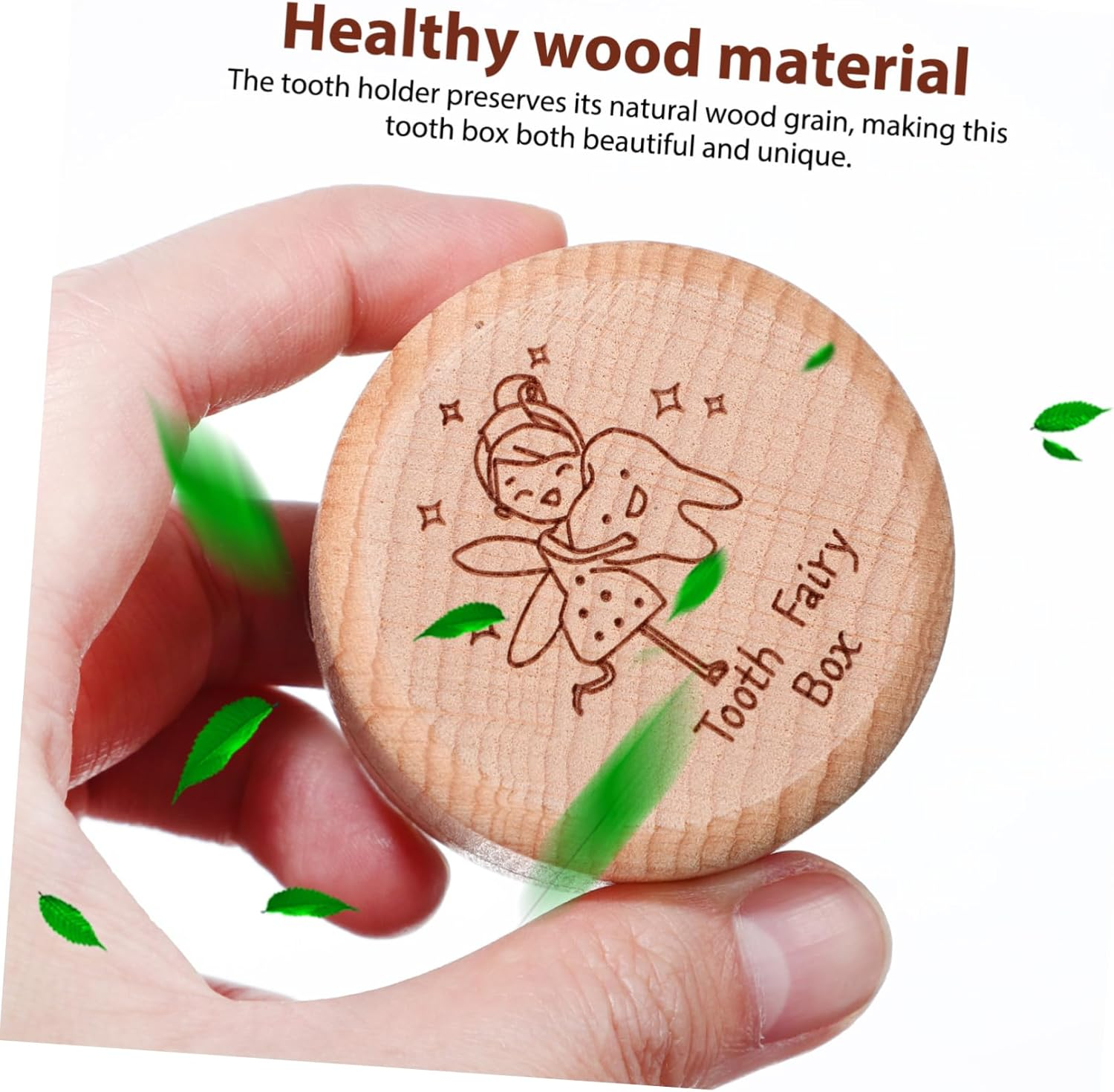 Wooden Tooth Keepsake Box for Cute Tooth Fairy Box with Smooth Edges and Tight Seal for Boys Natural Grain Storage for Teeth image number 4