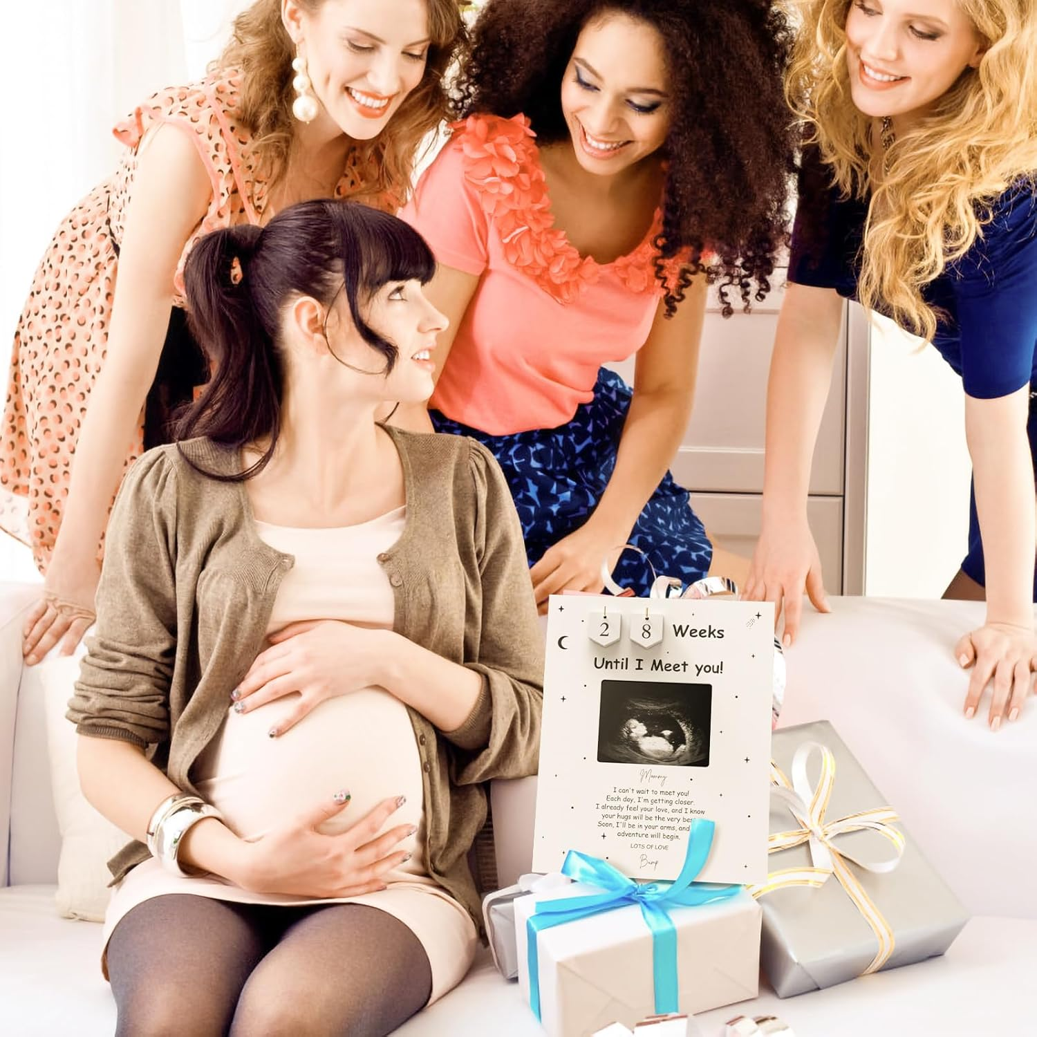 Sonogram Picture Frame Countdown Weeks - Baby Shower Welcome Sign - Standard 4"X3" Ultrasound Photo - Pregnancy Announcements Ideas - Gender Reveal Gifts - New Mom Expecting Parents to Be Keepsake image number 1