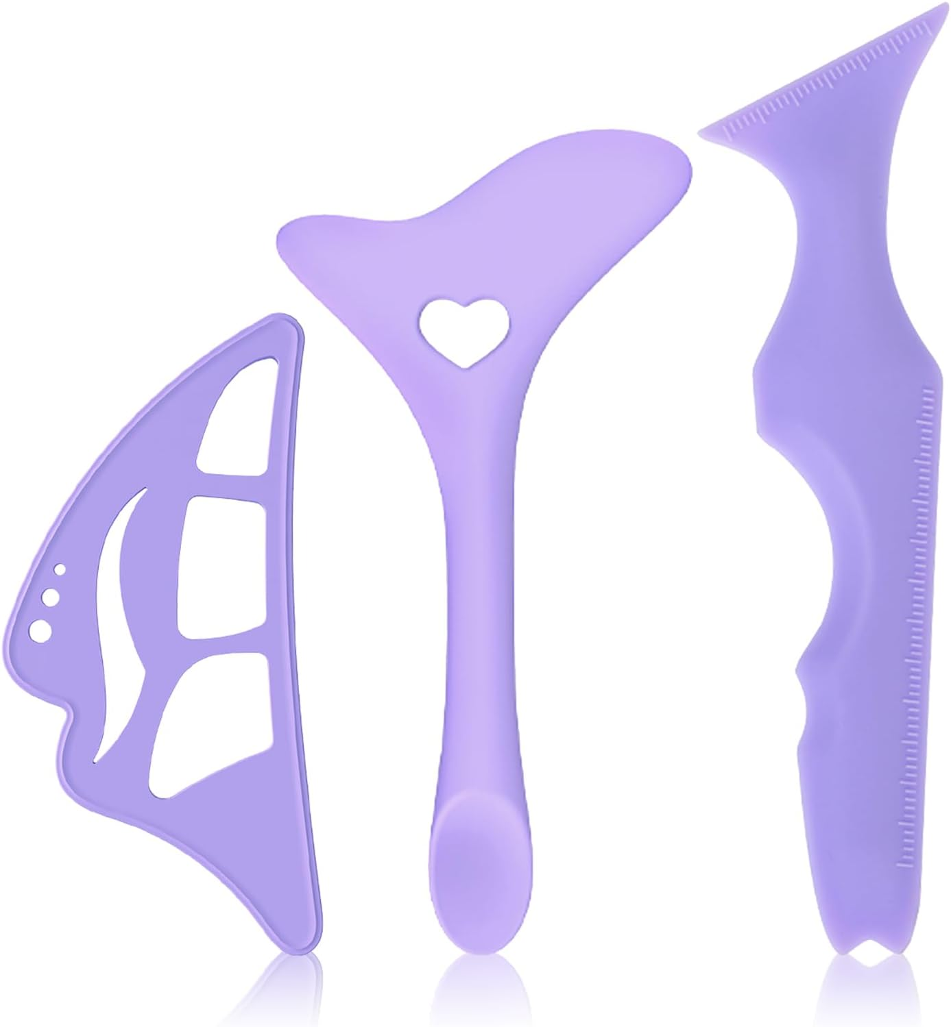 DAGEDA 3Pcs Eyeliner Stencils Set, Suitable for Eyetour Eyeshadow, Eyeliner,Mascara Shield,Reusable Silicone Eyebrow Stencils Eye Liner Tool Multi-Functional Makeup Tool(Purple)