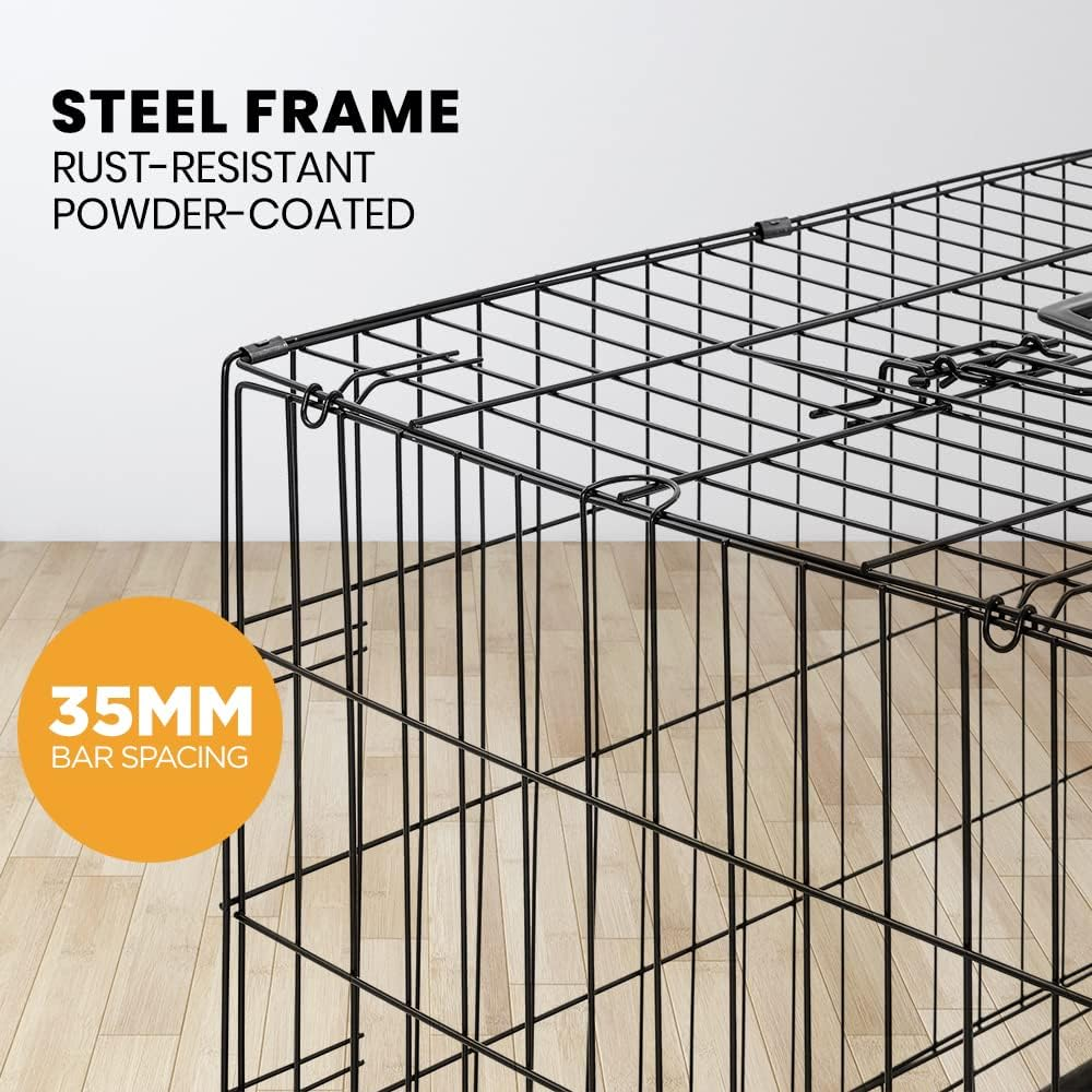 Taily Dog Cage 30 Inch Pet Crate Collapsible 3 Doors Metal Frame Dog Kennel Puppy Playpen House Removable Tray Small image number 1