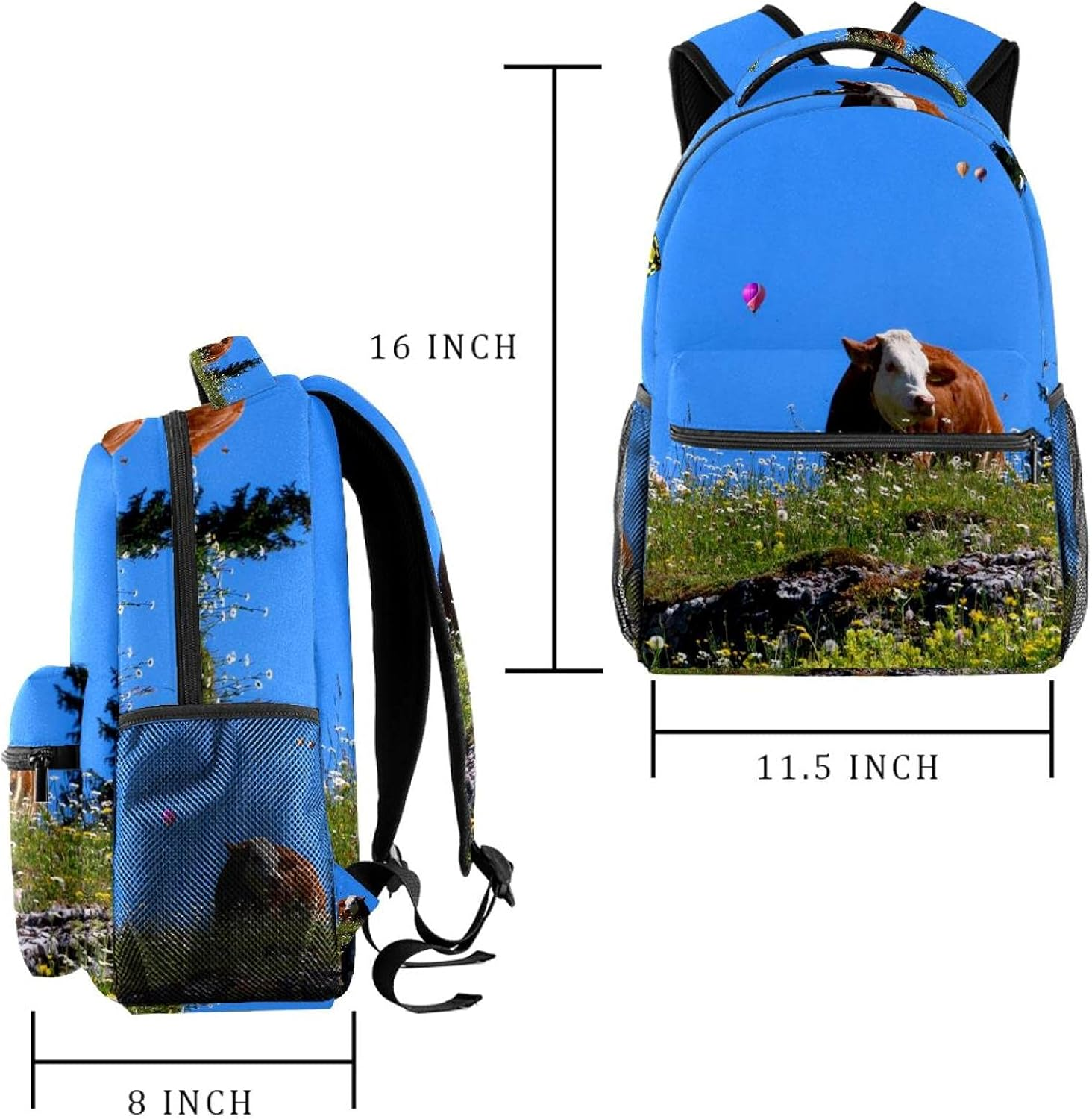 Nature Landscape Mountains Cow Alm Backpack Students Shoulder Bags Travel Bag College School Tote Backpacks image number 5