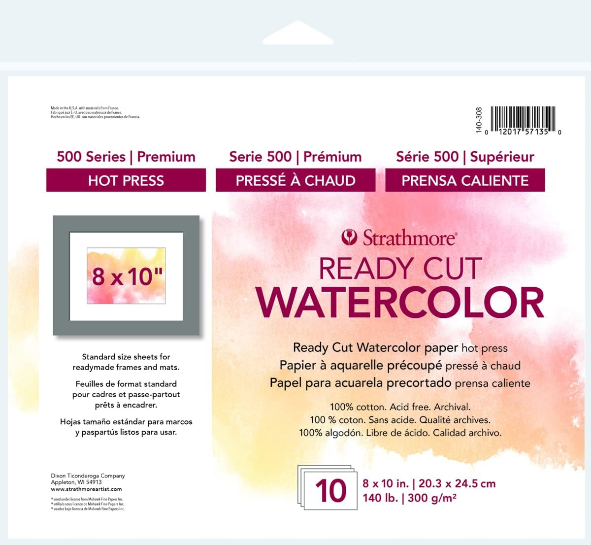 Strathmore 500 Series Hot Press Ready Cut Watercolor Sheet Pack, 8 X 10 image number 2