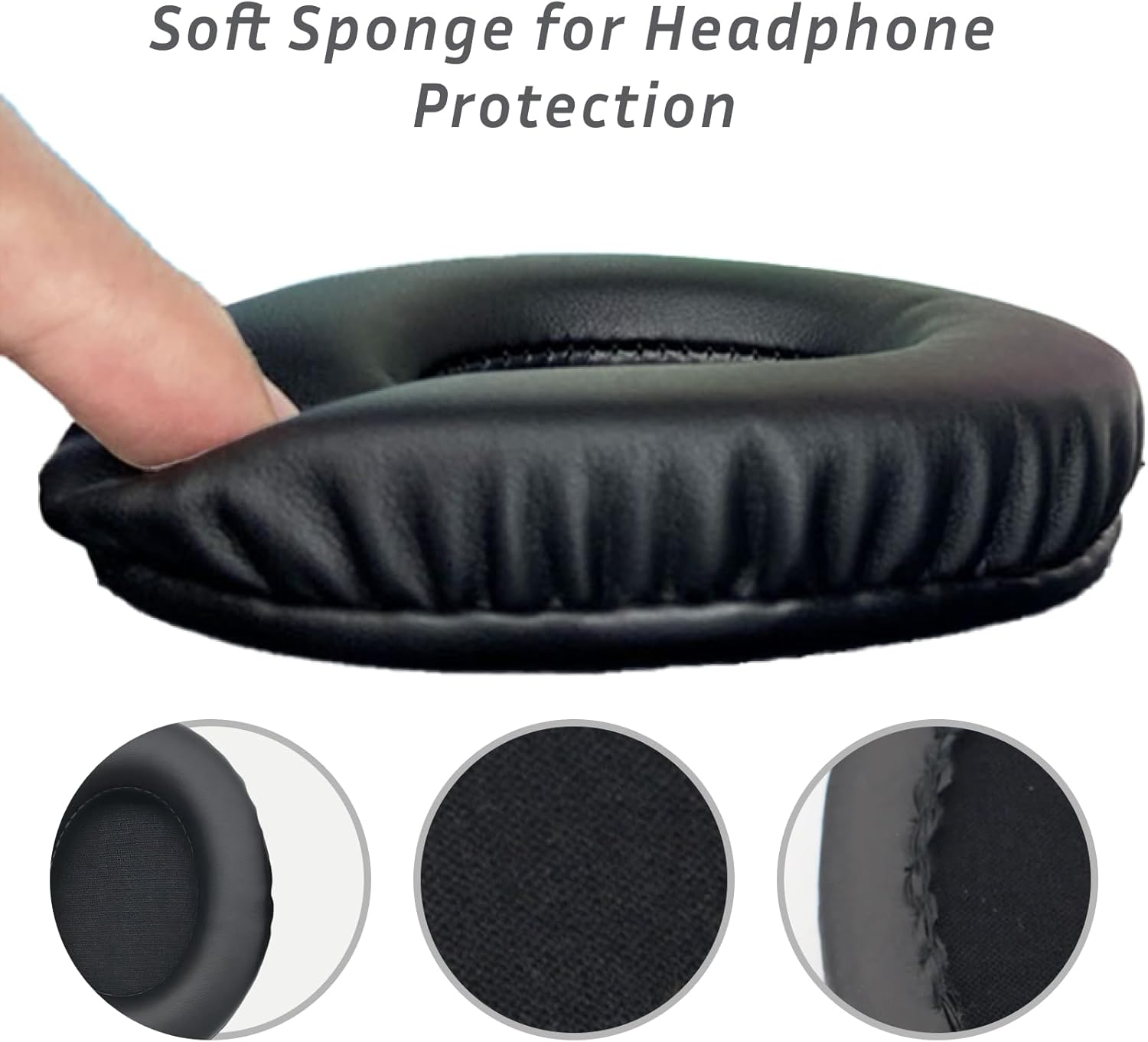 Replacement Ear Pads for Sennheiser HD Series, Compatible with HD4.50BT, HD4.40, HD350BT, HD400S, HD458BT, HD300, Protein Leather Memory Foam Ear Cushions, Headphone Repair Kit (Black) image number 1