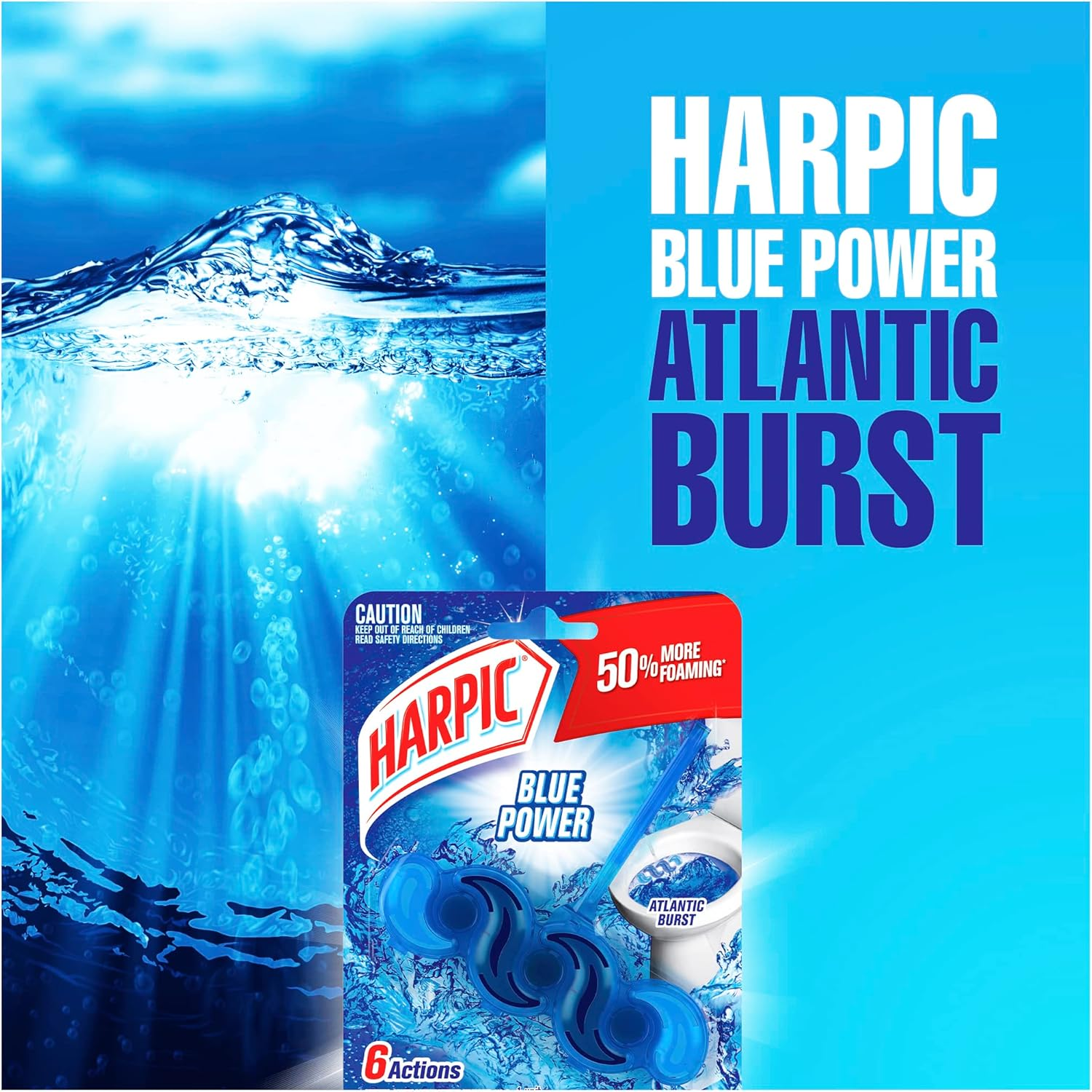 Harpic Blue Power Toilet Block Cleaner, Atlantic Burst (Pack of 1)