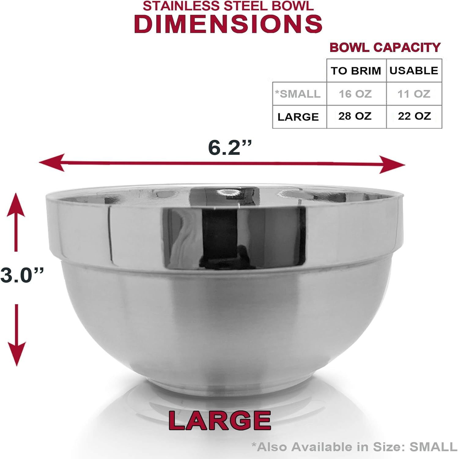 SML HOME Heat Insulated Stainless Steel Bowls, SUS 304, Double Walled Multipurpose, Cereal, Rice, Soup, Noodles, Salad, 4 Pack, LARGE (28 Oz) image number 2
