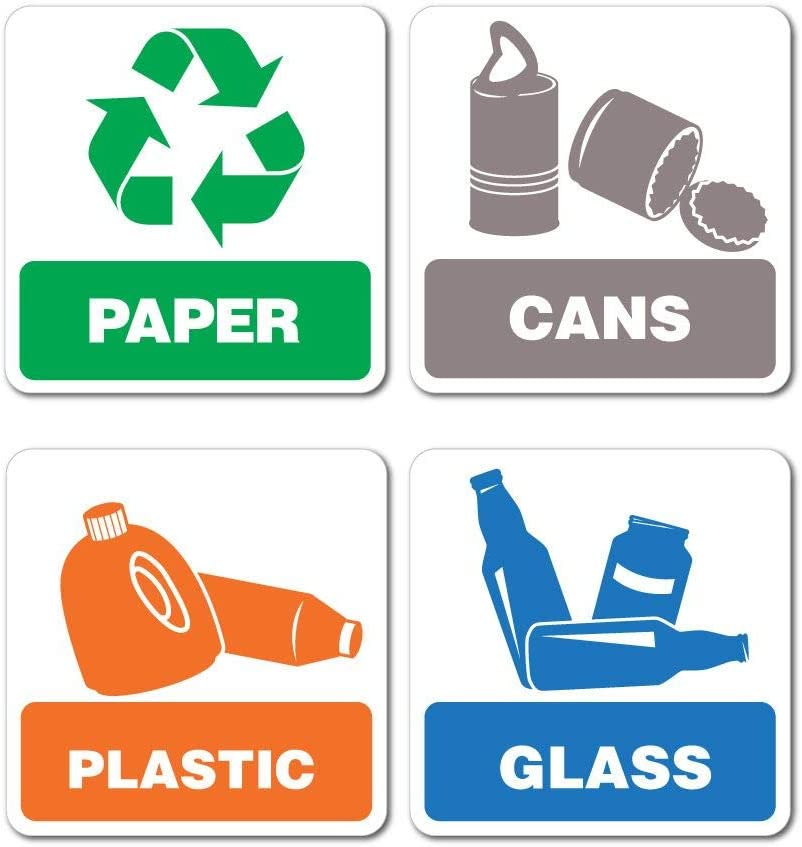Recycling Paper Cans Plastic Glass Sticker Decal Bin Recycle Eco Friendly Trash image number 5