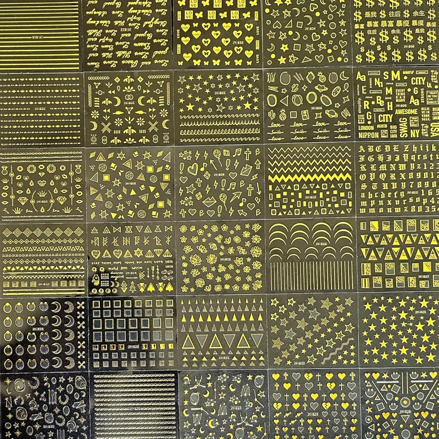 30 Sheets 3D Gold Nail Stickers - Self-Adhesive Star/Diamond/Leaf Decals for Acrylic Nails, Women&rsquo;S Nail Art Supplies image number 4