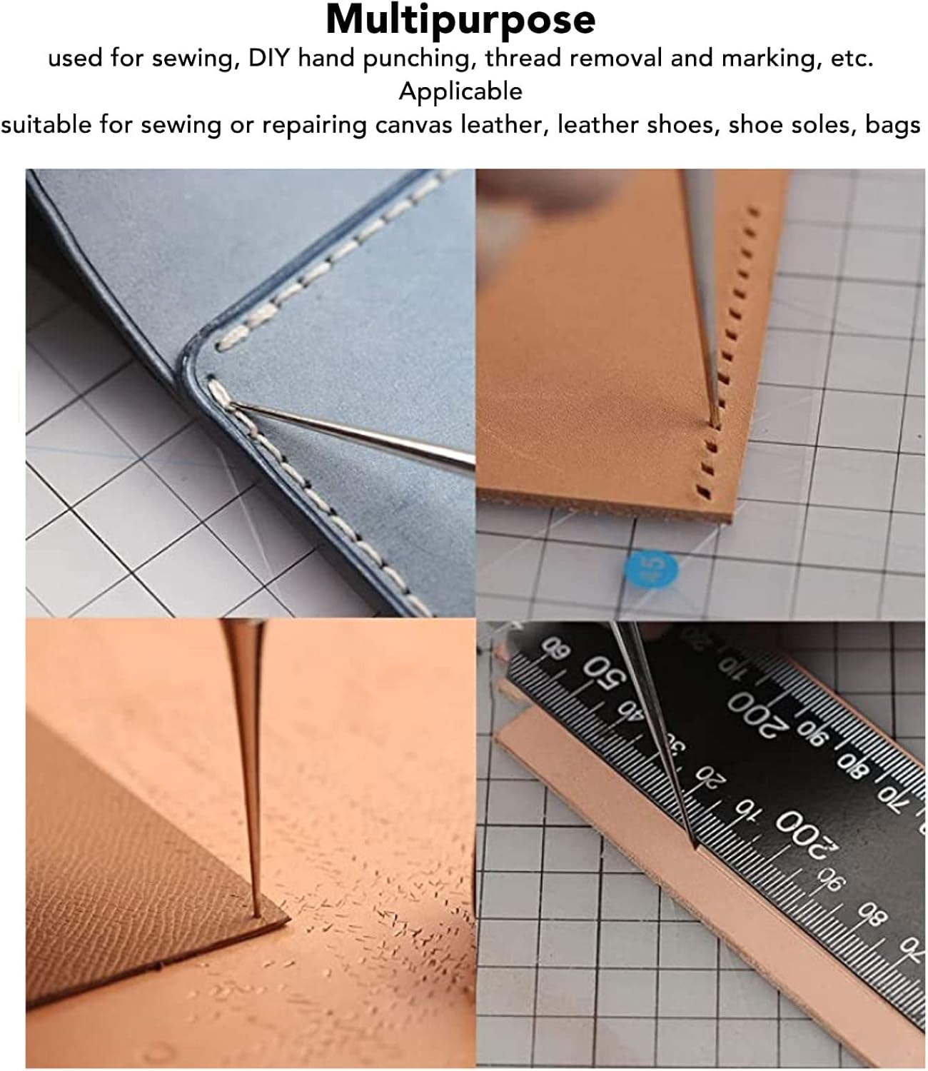 Stainless Steel Scratch Awl Tool with Hardwood Handle, Rust Resistant Multipurpose Leather Scratch Awl for Scribe, Layout Work, & Piercing Wood image number 5