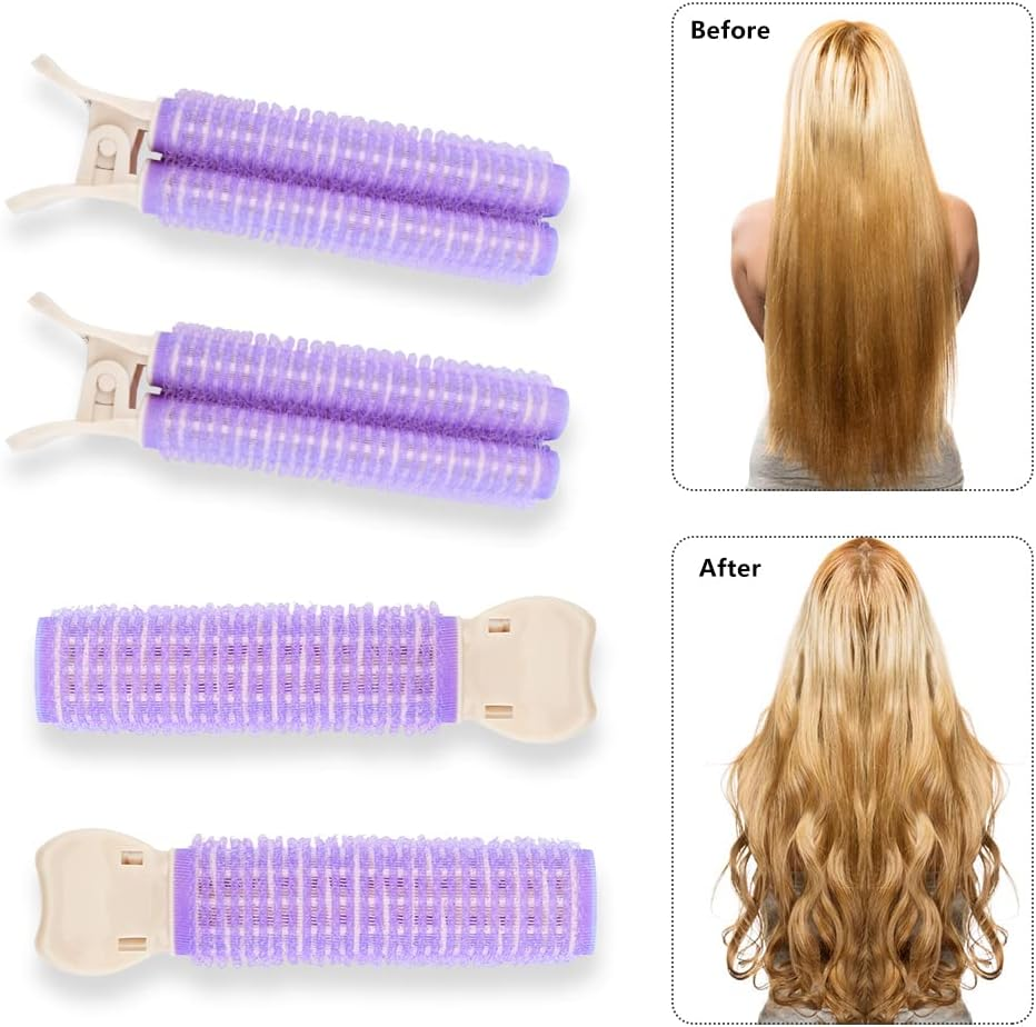 Bekecidi Pack of 10 Volume Hair Root Clips Natural Fluffy Hair Volumiser Self-Adhesive Curlers Roller Hair Styling Tools for Women and Girls (Purple) image number 2