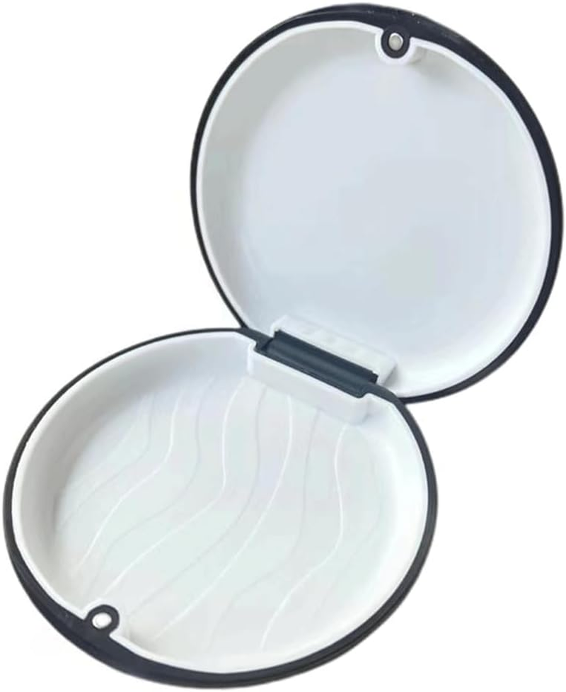 Aligner Case, Retainer Case, Braces Box,Denture Holder Case Small with Magnetic Closure and Silicone Textured Line,Mouthguard Case Holder Protective Case for Oral Care Dentisty. (Black)