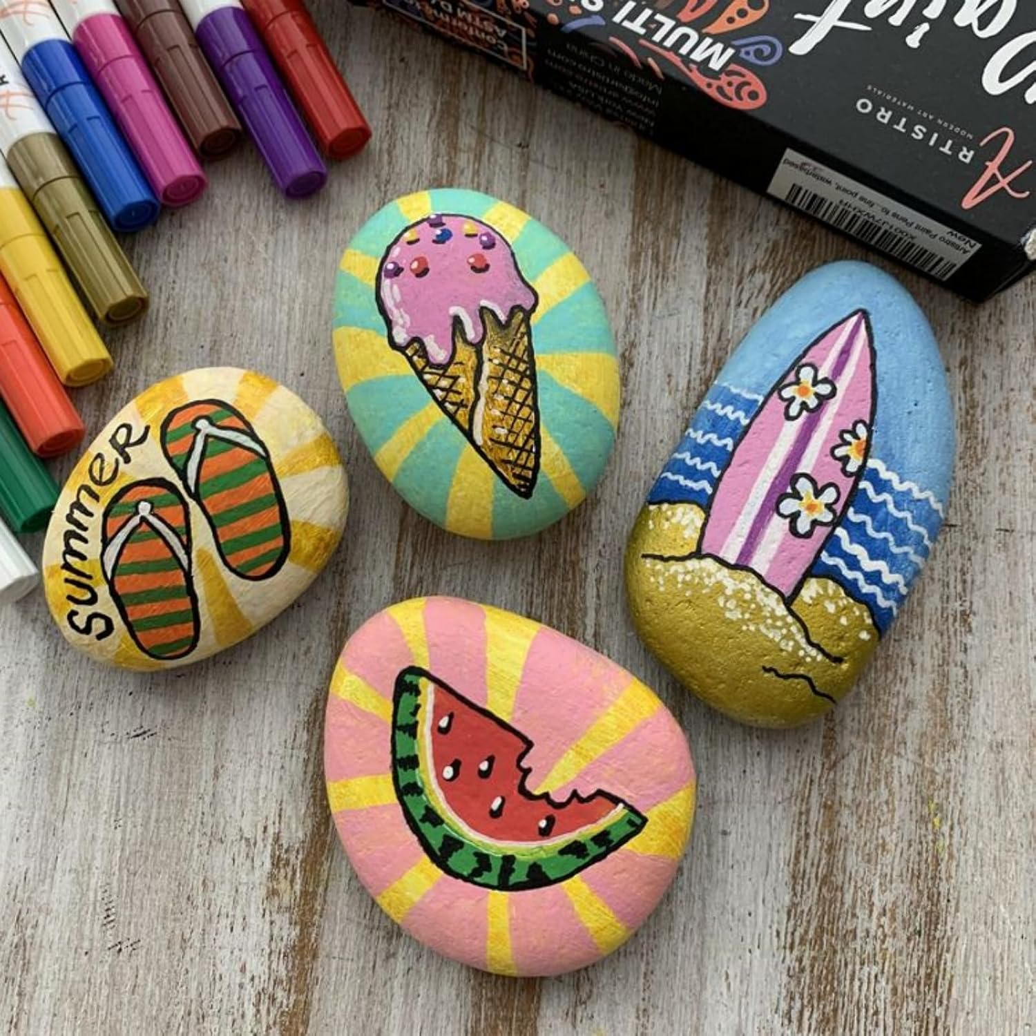 Meilala 20PCS Natural Painting Rocks, 2&ldquo;-3&rdquo; River Rocks for Painting ， DIY Rocks Flat & Smooth Kindness Rocks for Arts, Crafts, Decoration image number 4