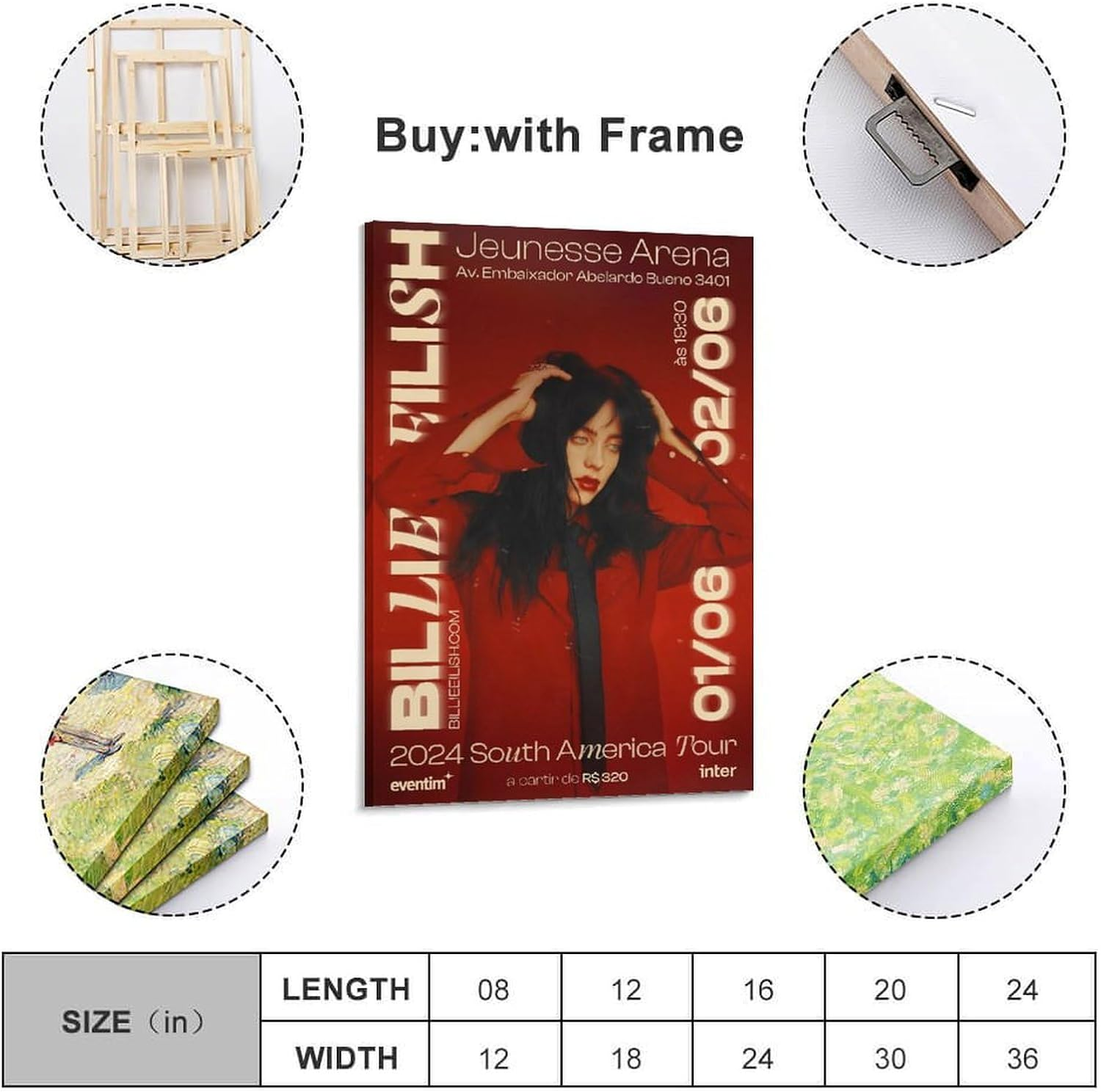 Billie Wall Art Eilish Art Poster Poster Canvas Painting Wall Art Picture Home Decor Print for Bedroom Living Room Dorm Study Bar Office 16X24Inch(40X60Cm) image number 1