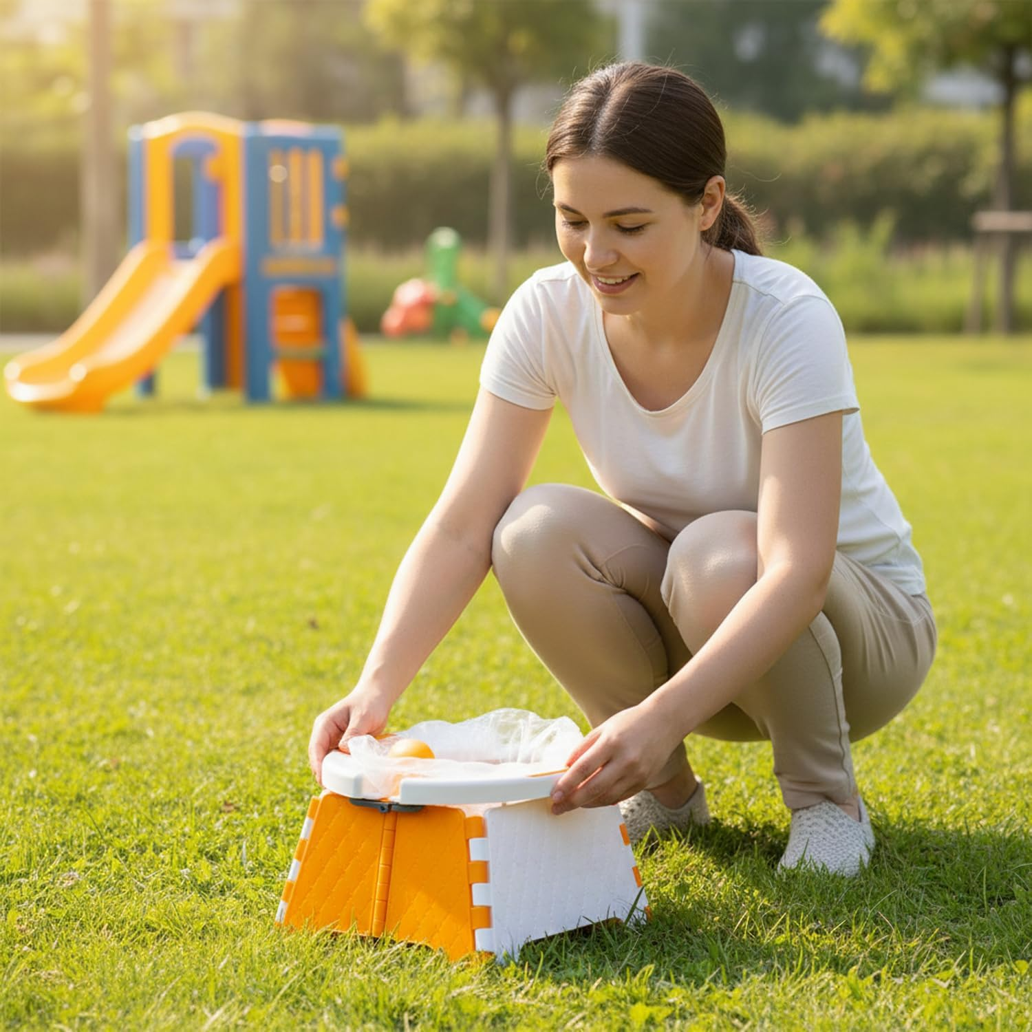 Portable Outdoor Potty Seat for Toddlers with 30 Disposable Bags for Easy Cleanup, Foldable Travel Potty for Camping with Carry Bag - Orevan image number 5