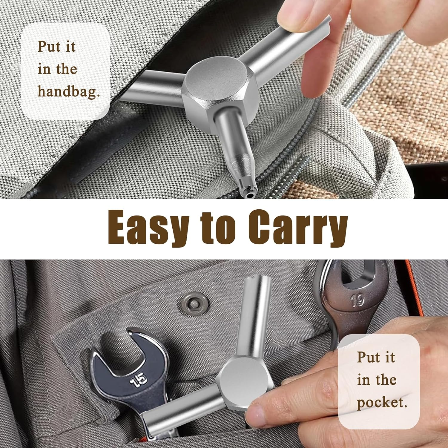 Valve Triangle Wrench Tool, Three-In-One Exhaust Valve Key Modification Tool (SILVER)