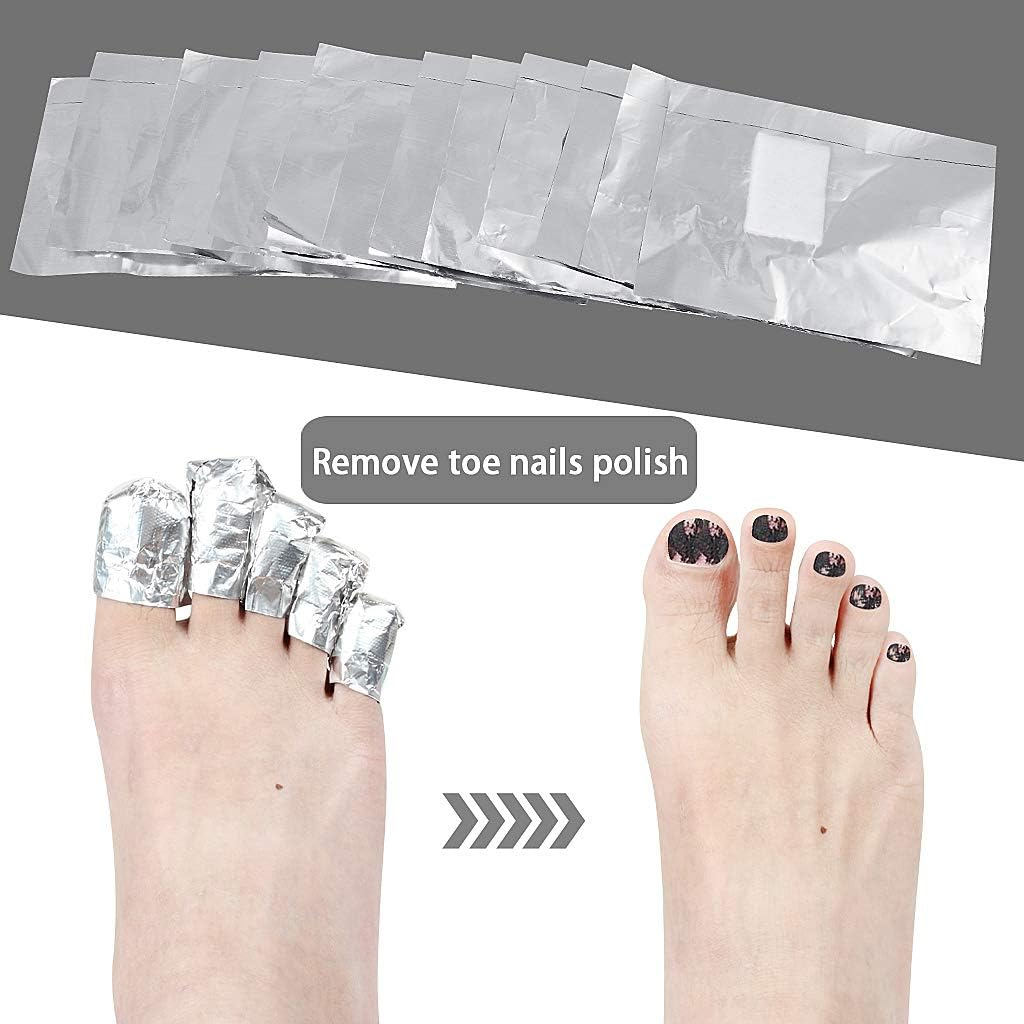 SWKJ 100 Pcs Foil Nail Wraps, Nail Foils for Gel Nails, Nail Foil Aluminium Wraps Remover, Gel Polish Remover for Manicure, Nail Art Soak off Foils for Nail Polishing Removing