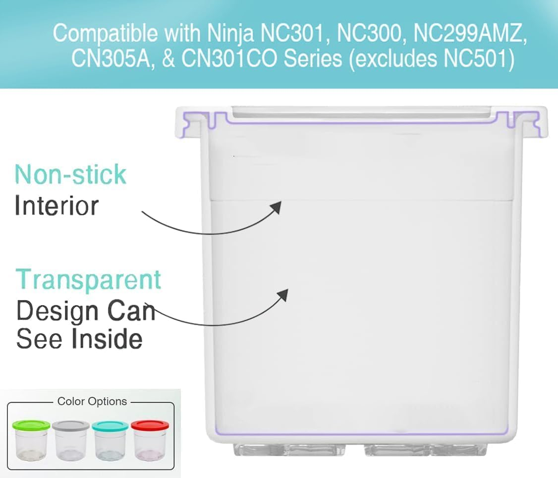 4 PACK Containers Replacement for Ninja Creami Pints and Lids, 16Oz Cup Compatible with NC301 NC300 NC299AMZ Series Ice Cream Maker, BPA Free Dishwasher Safe Leak Proof