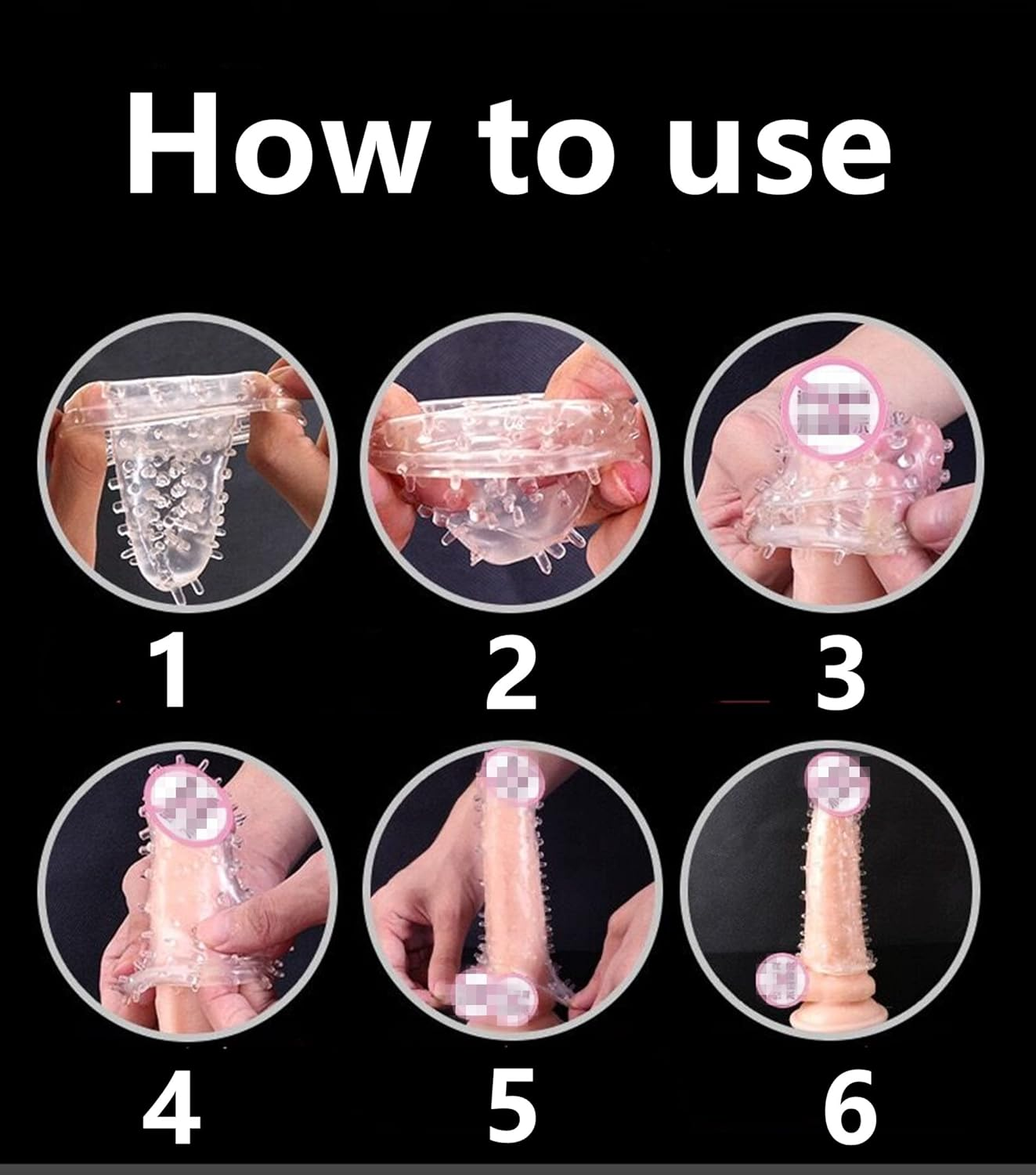 Sponver Threaded Condom Male Condom Adult Lock Crystal Sleeve 4 Designs（Pack of 4）Transparent image number 6