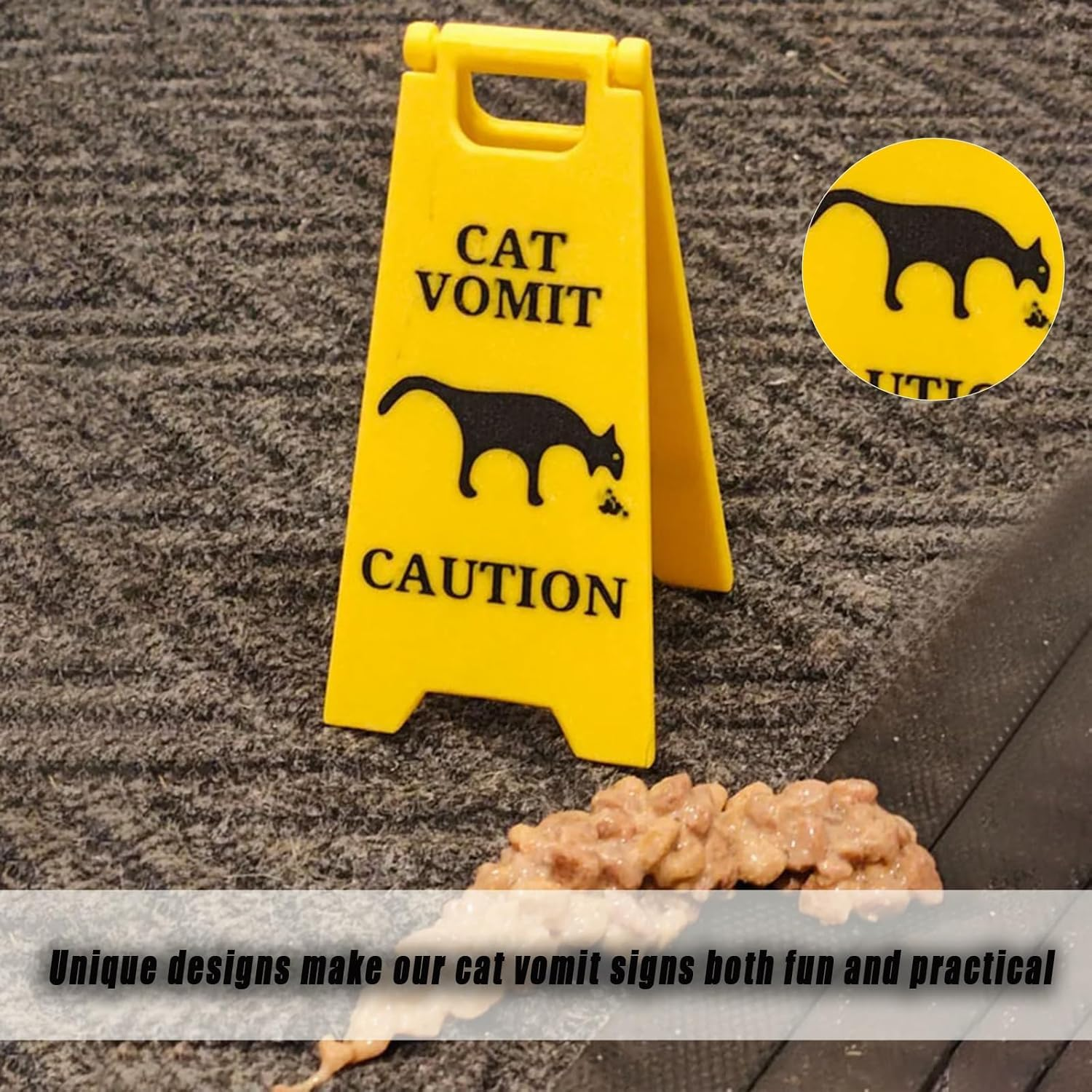 Afeamo Cat Vomit Sign, Funny Gag Cat Dog Vomit Warning Sign, Funny Yard Warning Sign Yard Decoration, Cat Dog Vomit Caution Sign, Cat Yard Sign, Prank Gift Cat Dog Lovers