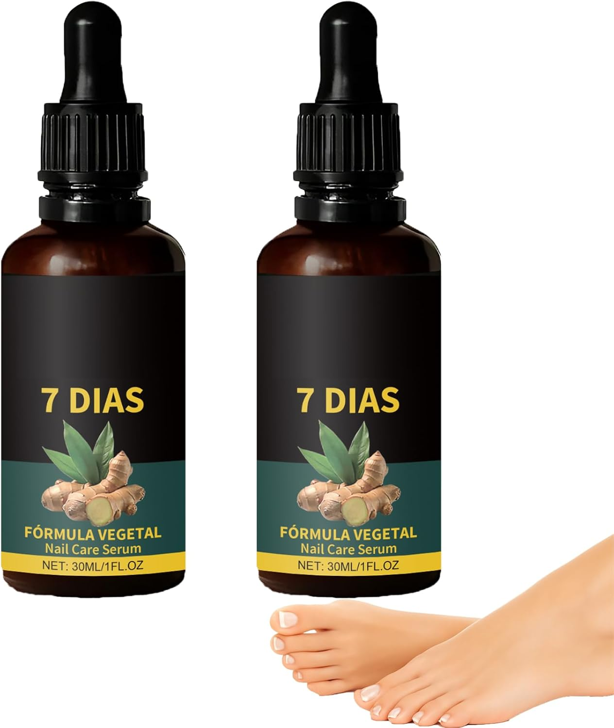 Ginger Nail Growth Serum 7 Days Nail Care Treatment Multi-Purpose Nails Repair Cream Ginger Cuticle Care Nourishing Oil Brittle Strengthener Suitable for Dry and Damaged (2Pcs)