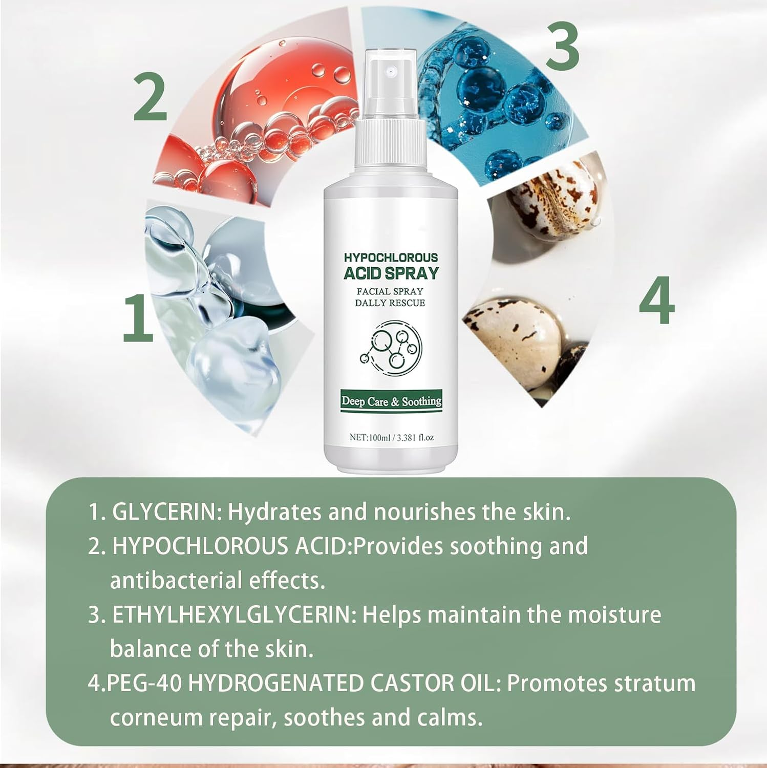 Hypochlorous Acid Spray, Hypochlorous Acid Face and Skin Spray for Clear, Soothe & Moisturize, Safe for Use on Acne Prone Skin, Dry Scalp, Toner, Eye Lash Cleanser-100 ML (2) image number 6